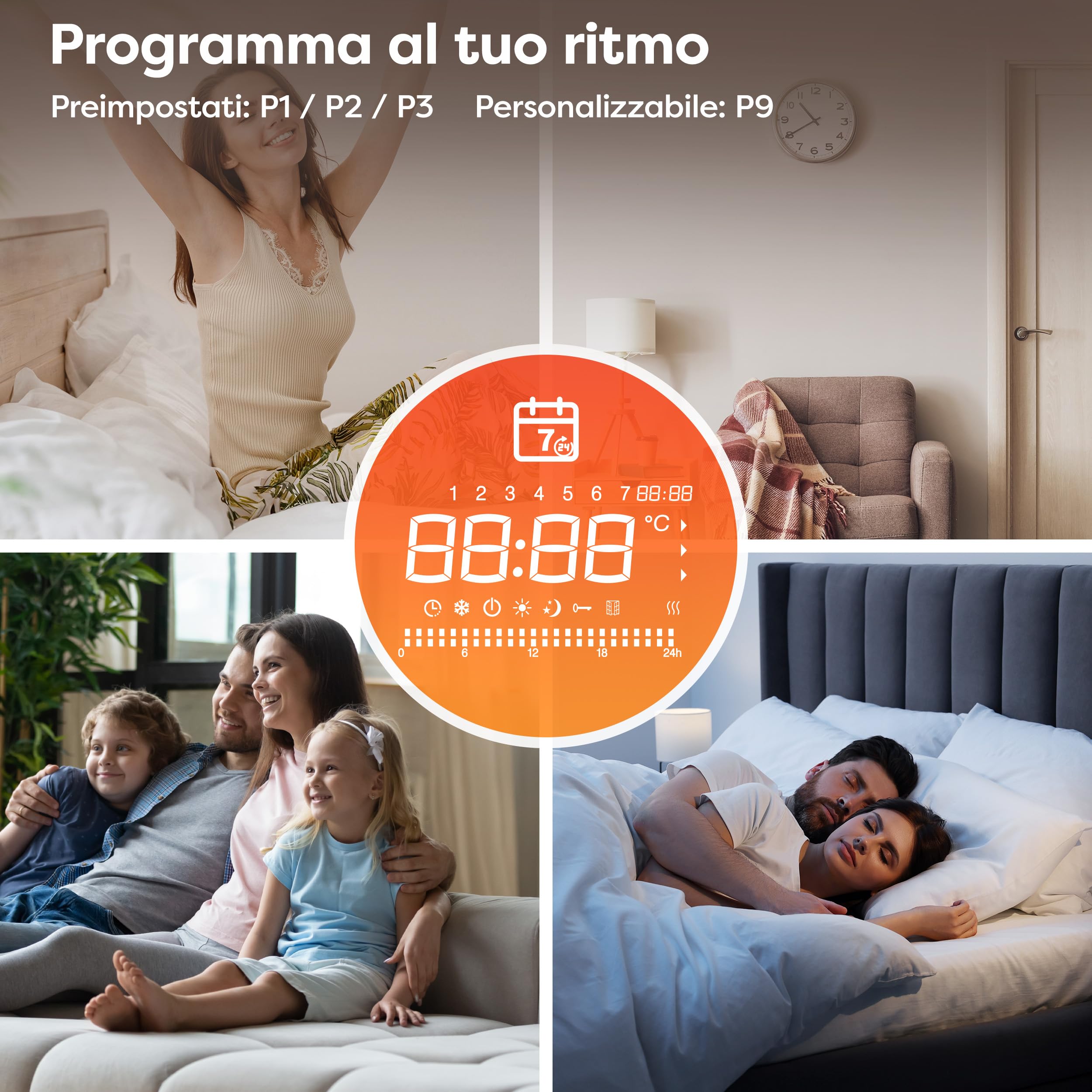 CIARRA CBHTD20A-W Radiatore Inerzia Ceramica 2000W WiFi (15-30 m²)