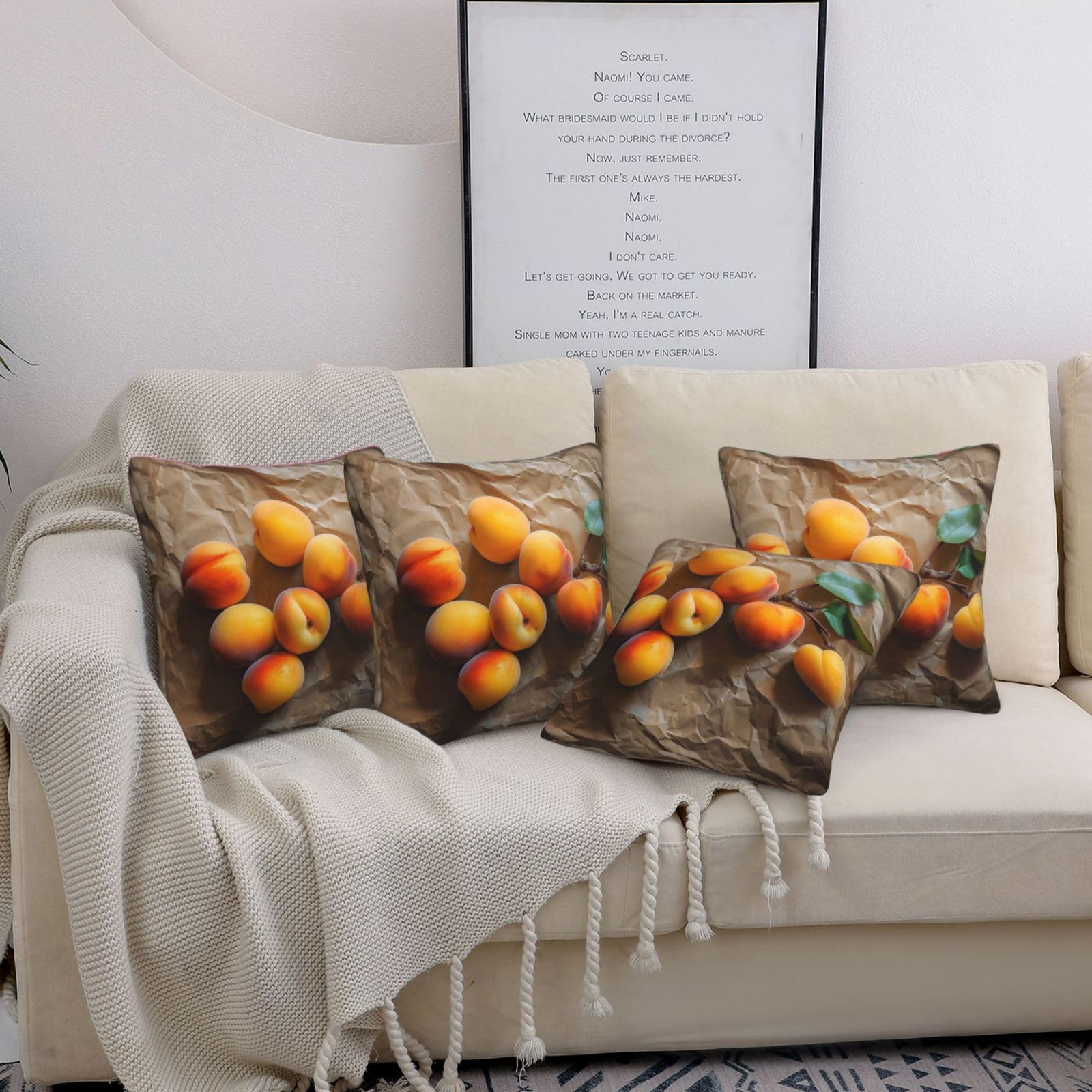Housse de coussin moderne jaune abricot pour le salon et le lit