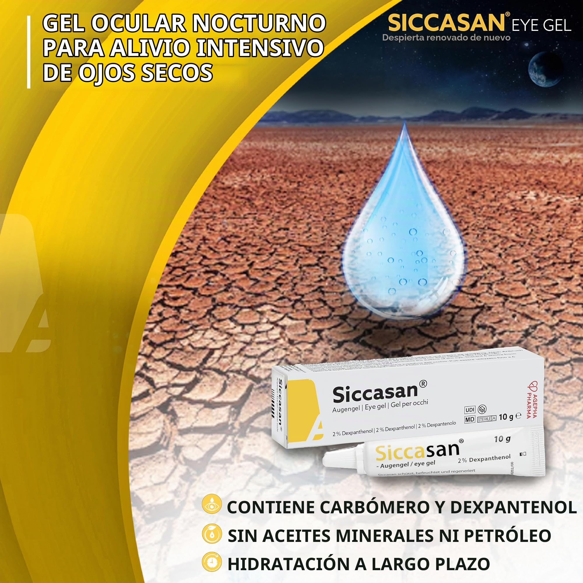 Gel con Carbómero y Dexpantenol para los Ojos | Lágrimas Artificiales Lubricantes | Ayuda con los Ojos Secos | Alivio para los Ojos Irritados