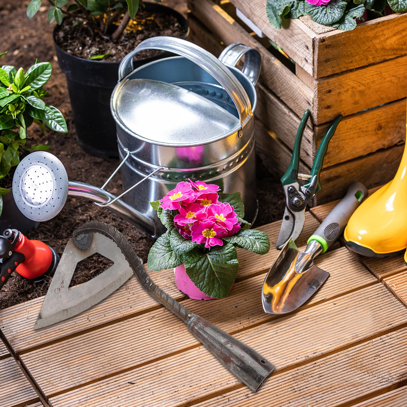 Toyvian 2 Piezas Azada para Desherbar de Acero al Manganeso, Herramienta de Jardinería y Arado, para Trasplantar y Labrar, Cómoda y Práctica, para Huerto y Cultivo