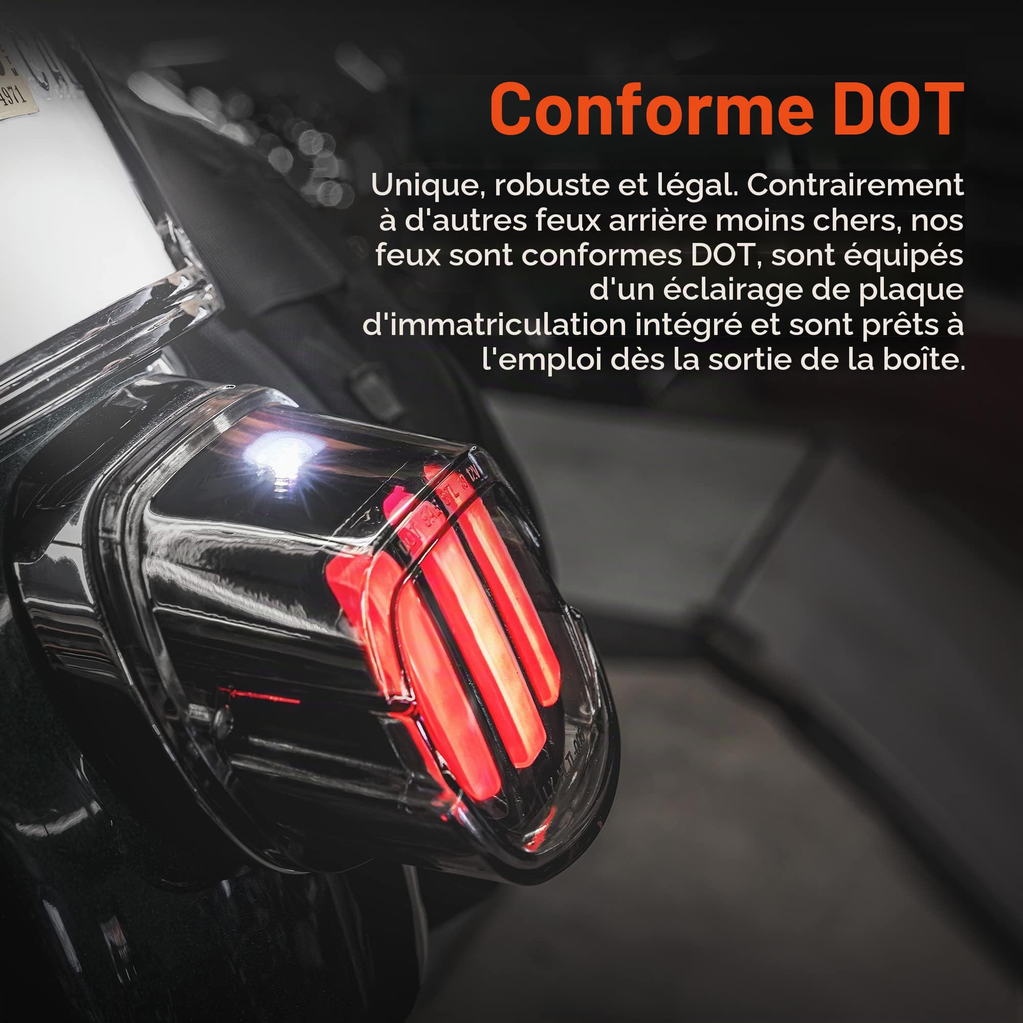Feu arrière de frein LED pour Harley Davidson [clignotant style F1] [clignotant] [Directionnel] [Design de griffe] [DOT] [Plug-n-Play] Feu de frein arrière compatible avec Sportster Fatboy Softail
