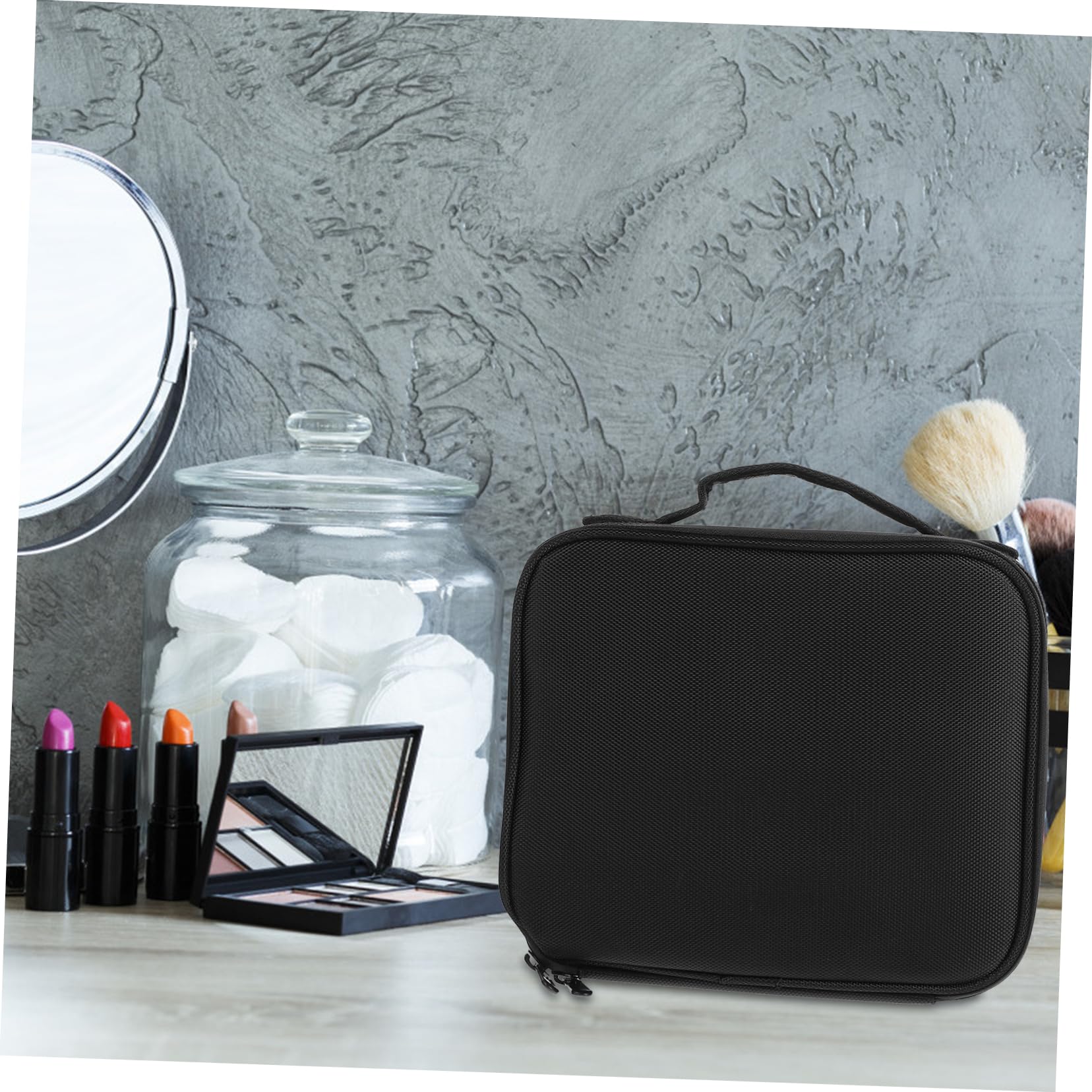 Neceser de Viaje Multicapa Asa, Bolsa Cosmética Portátil Negra de Nailon