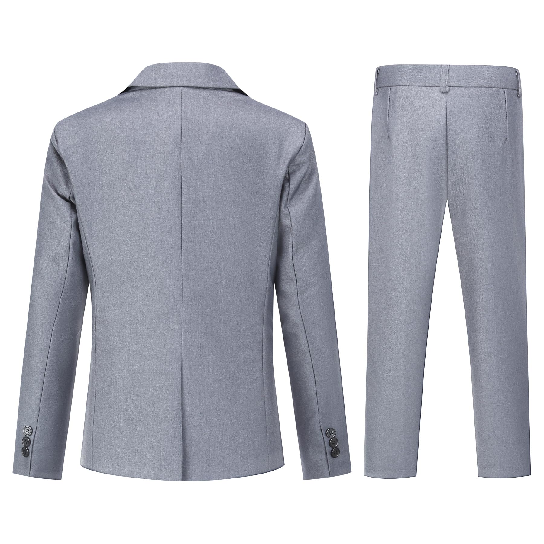 Sliktaa Tuta da bambino, 3 pezzi, con bottone a risvolto, per matrimonio, compleanno, festa, ballo, performance, blazer gilet, pantaloni multicolor, grigio., 10 anni