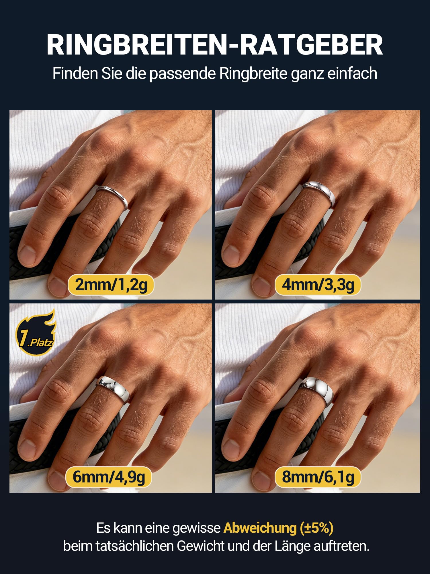PROSTEEL Simpel Bandring 2mm/4mm/6mm/8mm breit Herren Damen personalisiert Trauring Ehering Edelstahl/18k vergoldet Finger Ring Modeschmuck Accessoire für Hochzeit Geburtstag, Ringgrößen 54-67