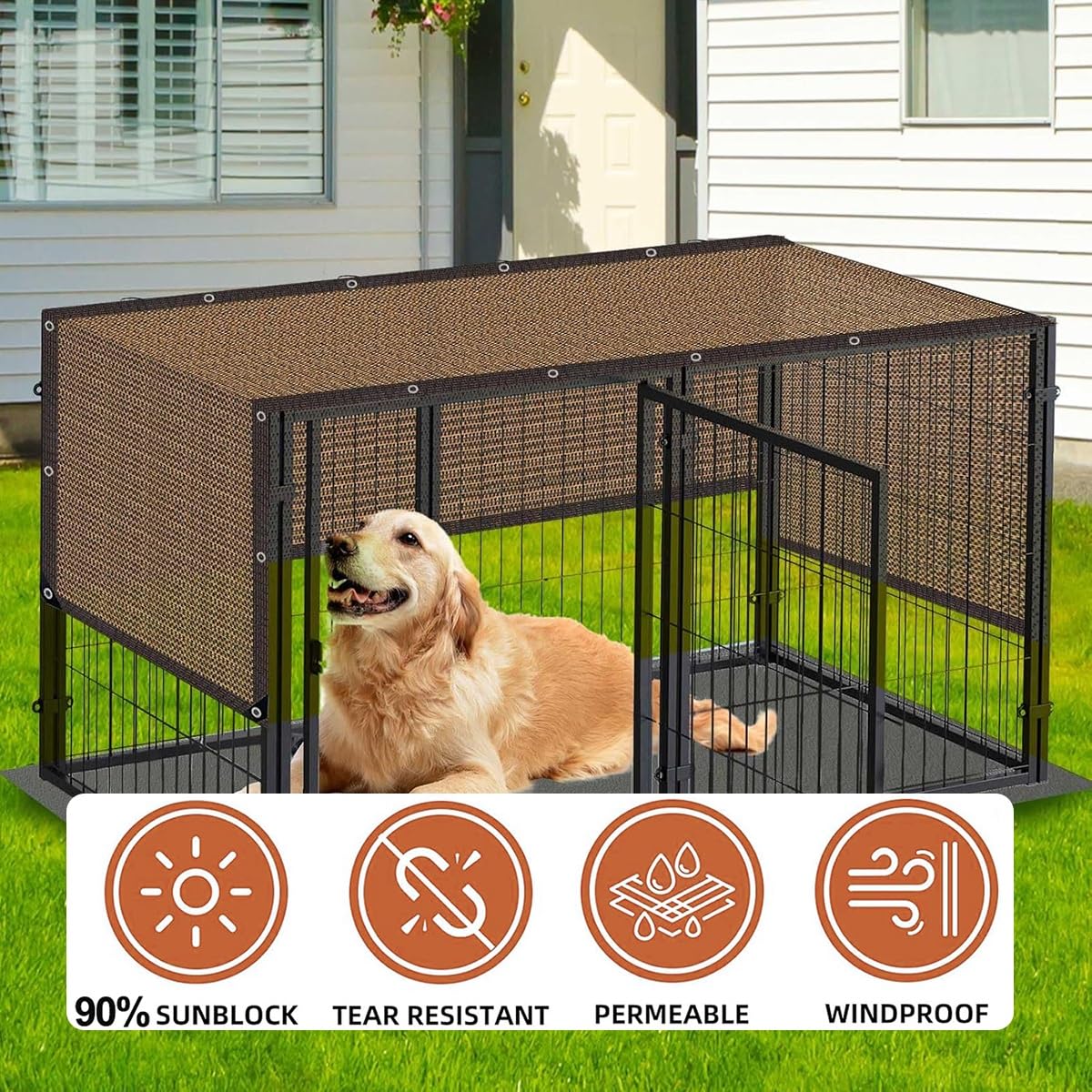 Toldo Vela de Sombra Rectangular, Malla Sombra para Jardin Exterior Protección UV del 90%, 2x2 2x3 3x3 3x4 3x5 4x4 4x5 4x6 5x5 6x4 Tela de Sombra con Ojales, Color del café(3x5m)
