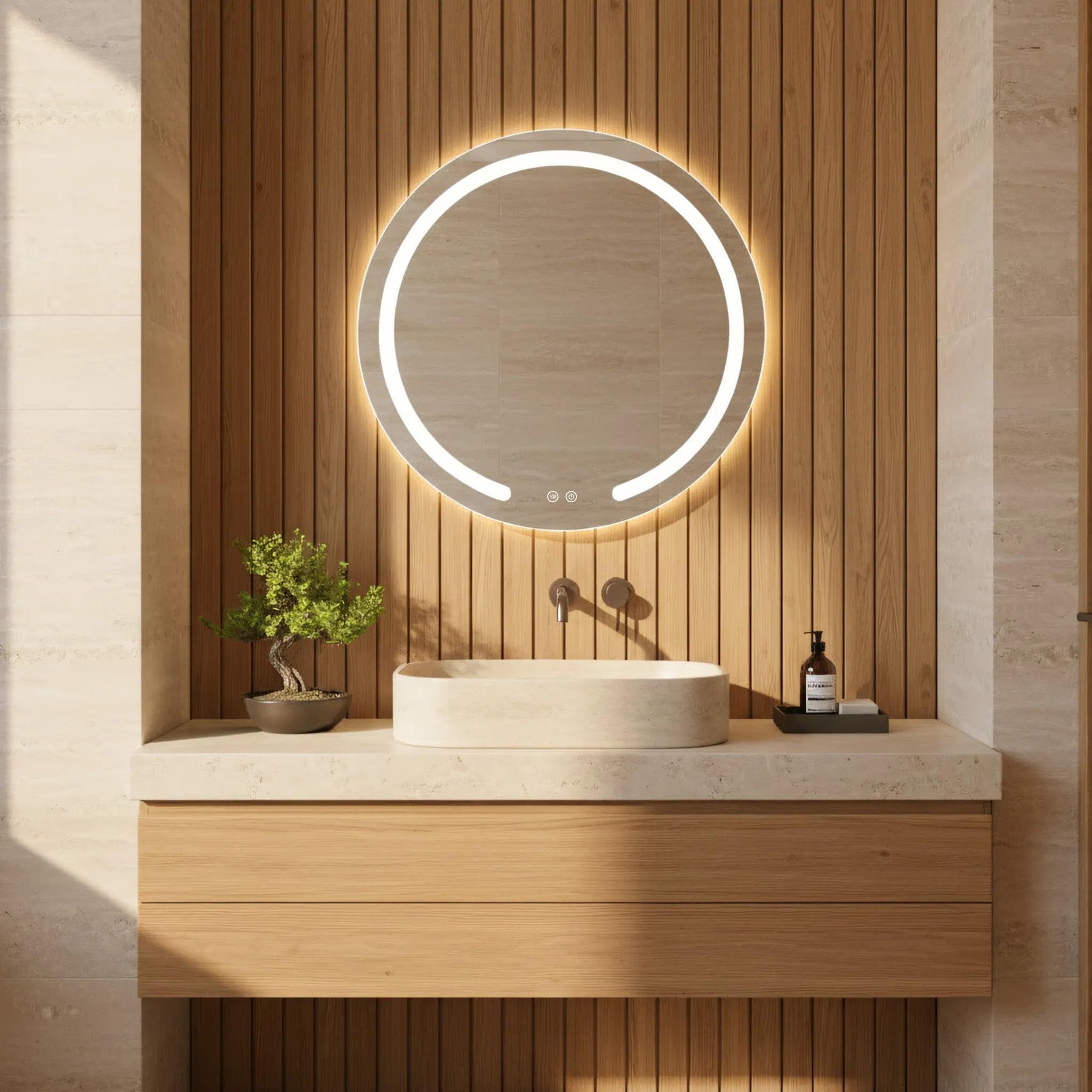 Rea - Lustro ścienne - Okrągłe MODERN 60 LED - 2,5x60x60cm