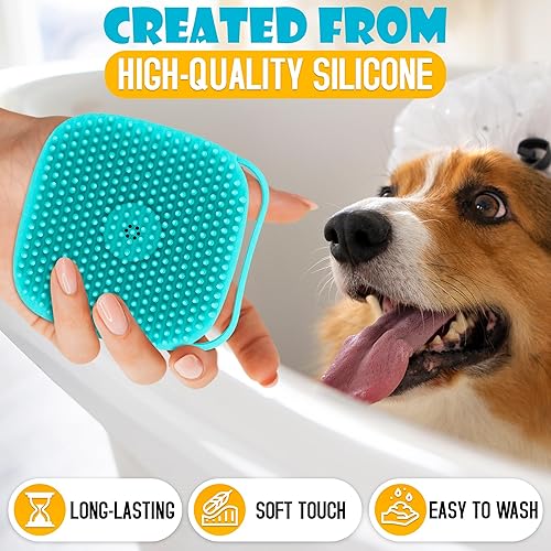 Miniatura 3 de Cepillo de baño para perros y gatos, 2 unidades, cepillo de baño de silicona para perros, cepillo de aseo para gatos, cepillo de masaje exfoliante