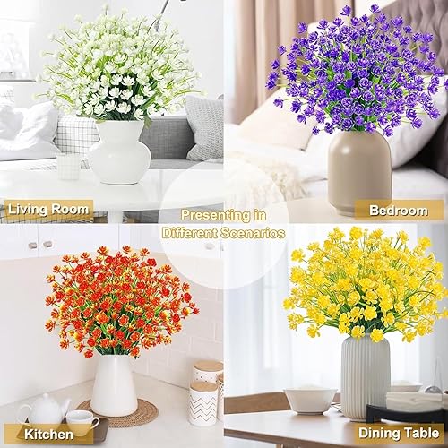 Miniatura 5 de TURNMEON 28 paquetes de flores artificiales para exteriores, plantas artificiales de plástico sintético resistentes a los rayos UV, flores de
