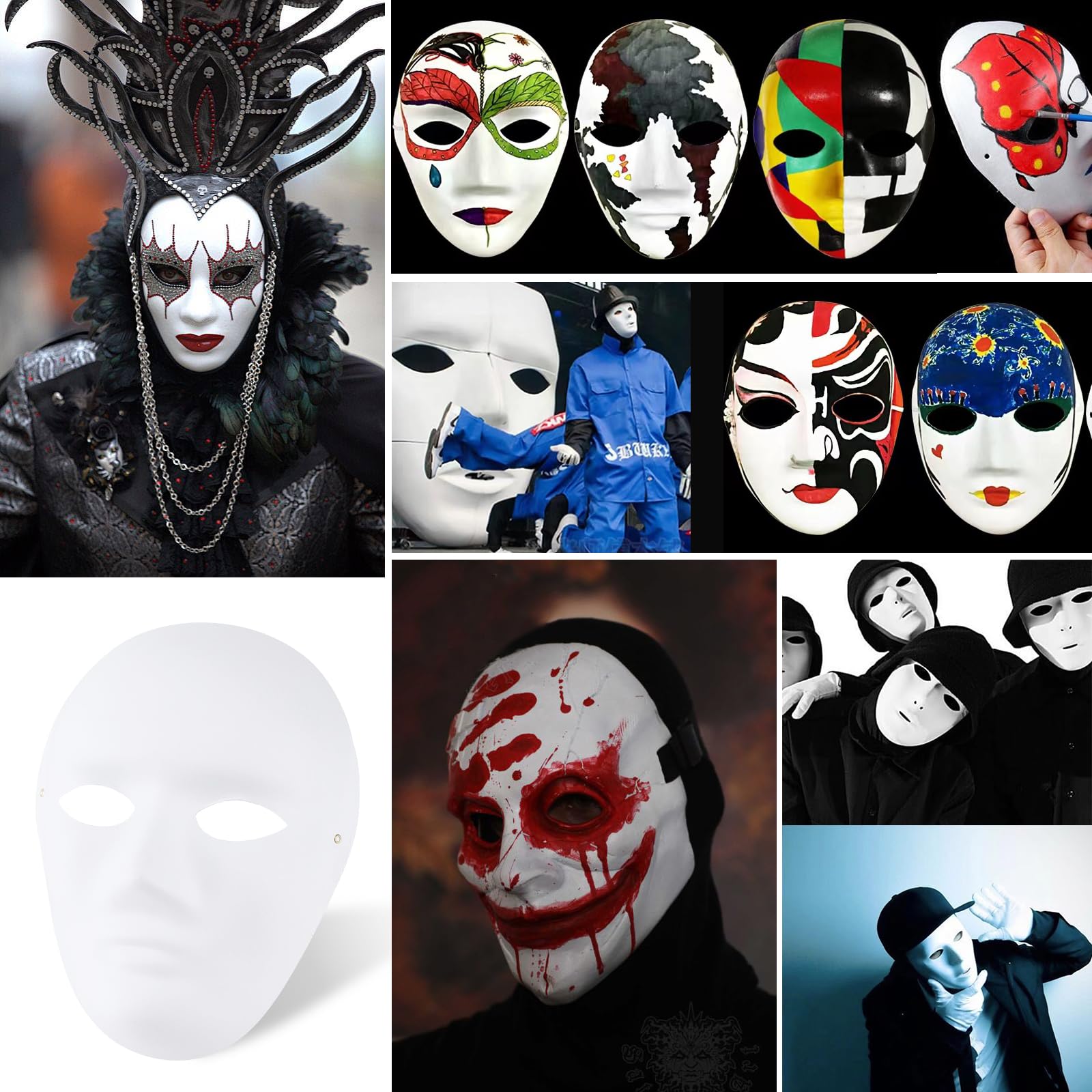 JSMTKJ 10 Pezzi Maschera Verniciata Della Mascherina Maschere Maschera di Carta Bianca per Carnevale, Cosplay, Halloween Party(9,64 x 7,08 pollici)