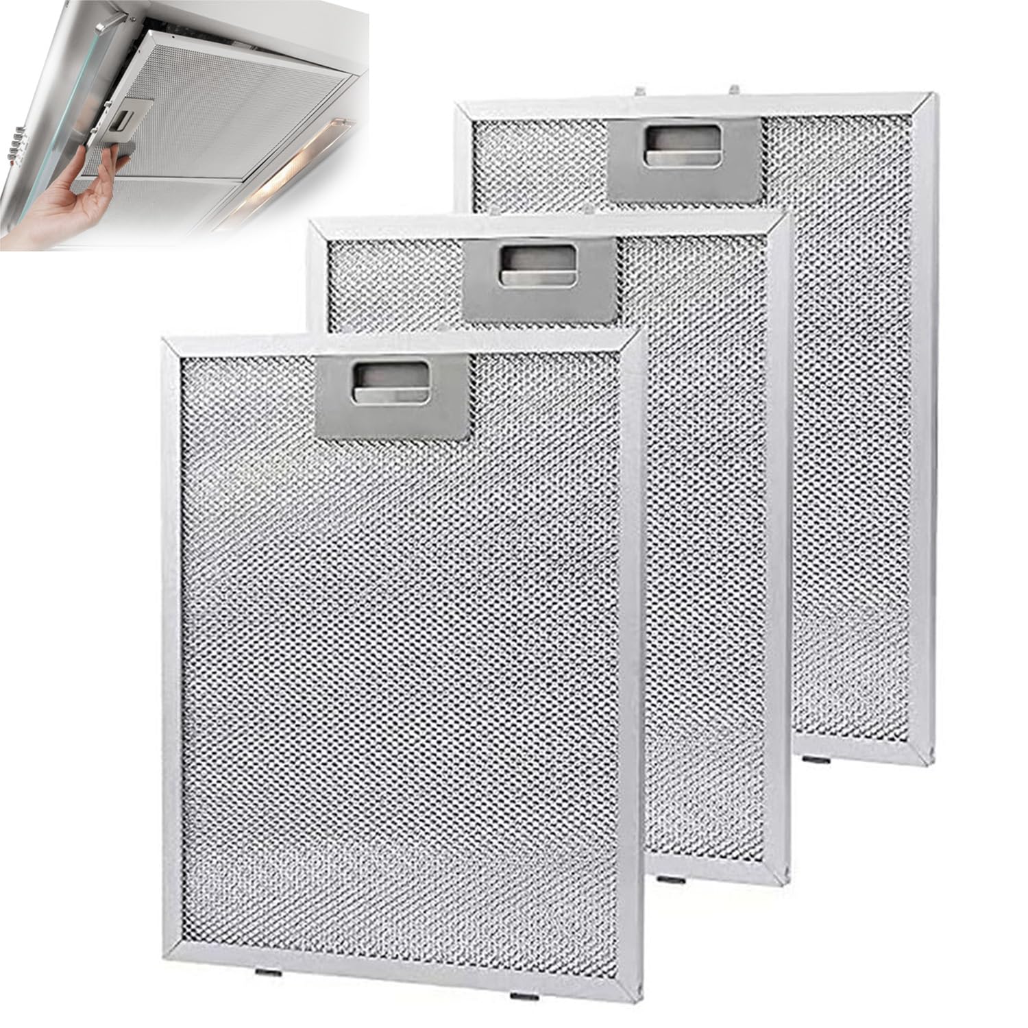 3 Piezas Filtro de Grasa Metálico, Filtro de Ventilación Universal de Malla de Aluminio, Filtros de Campana Extractora, para Campanas Extractoras de Muchas Marcas Líderes (320x260mm)
