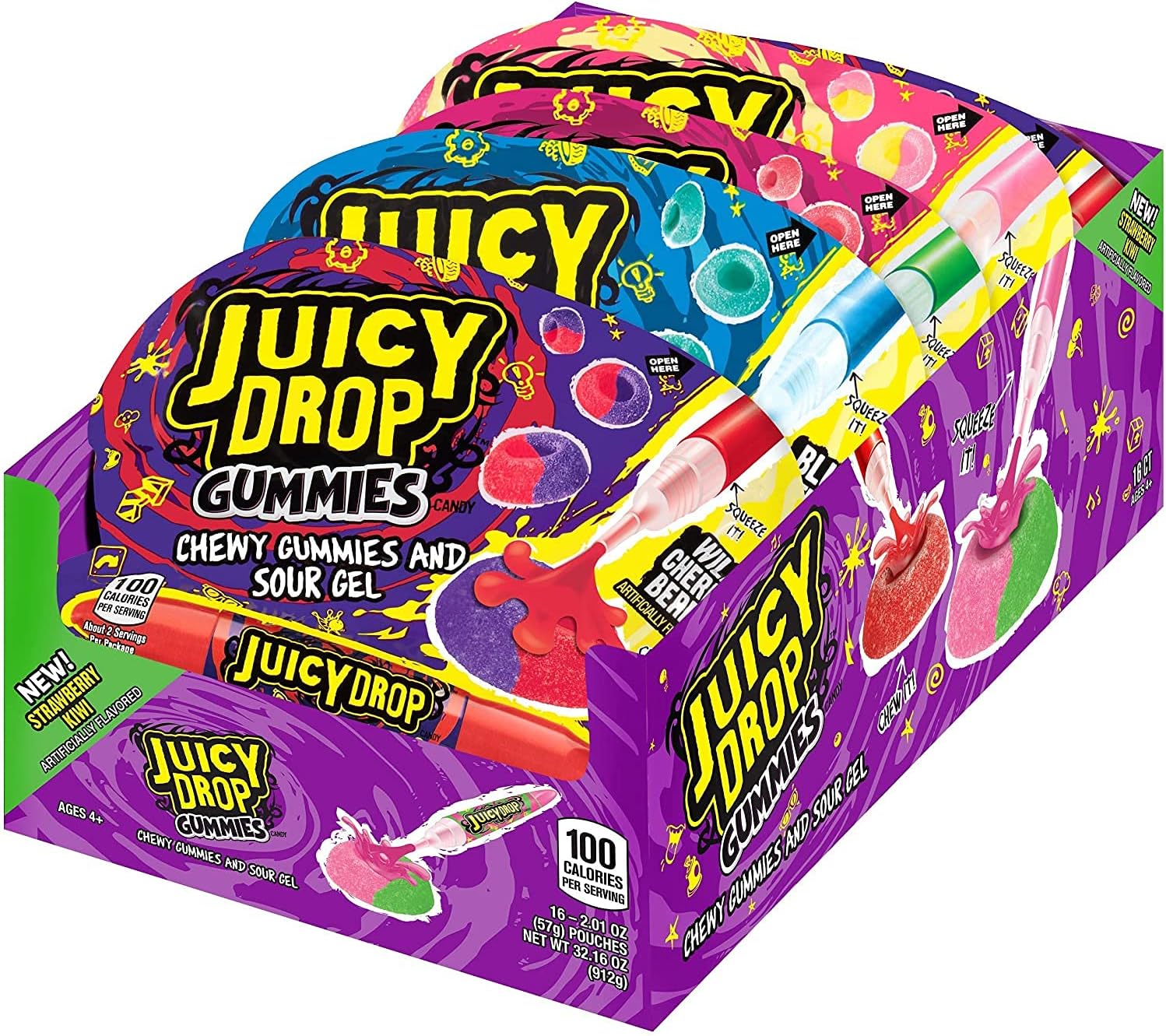Topps Juicy Drop Gummies , 16 Count (SUGAR CANDY - REGULAR SIZE)