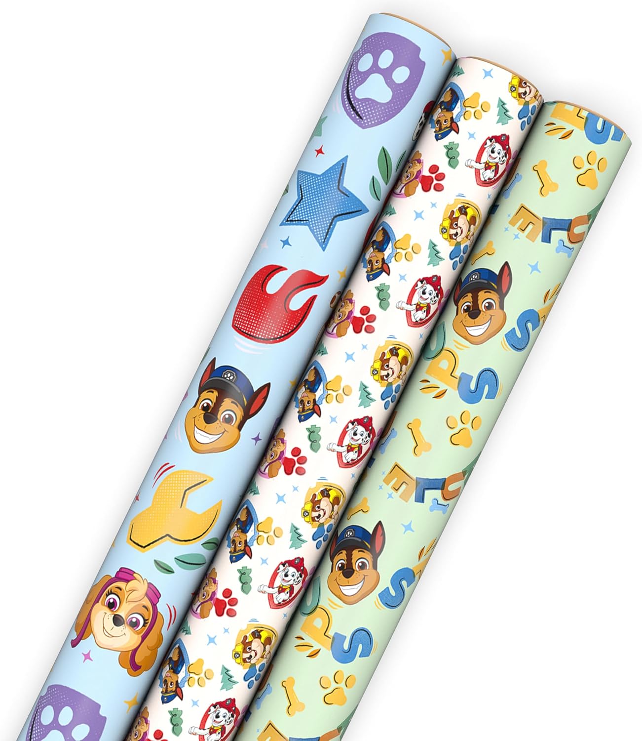 Hallmark Paw Patrol Wrapping Paper Rolls (3 Rolls: 60 Sq. Ft. Total) for Kids, Grandchildren, Birthdays, Christmas, Valentine's Day