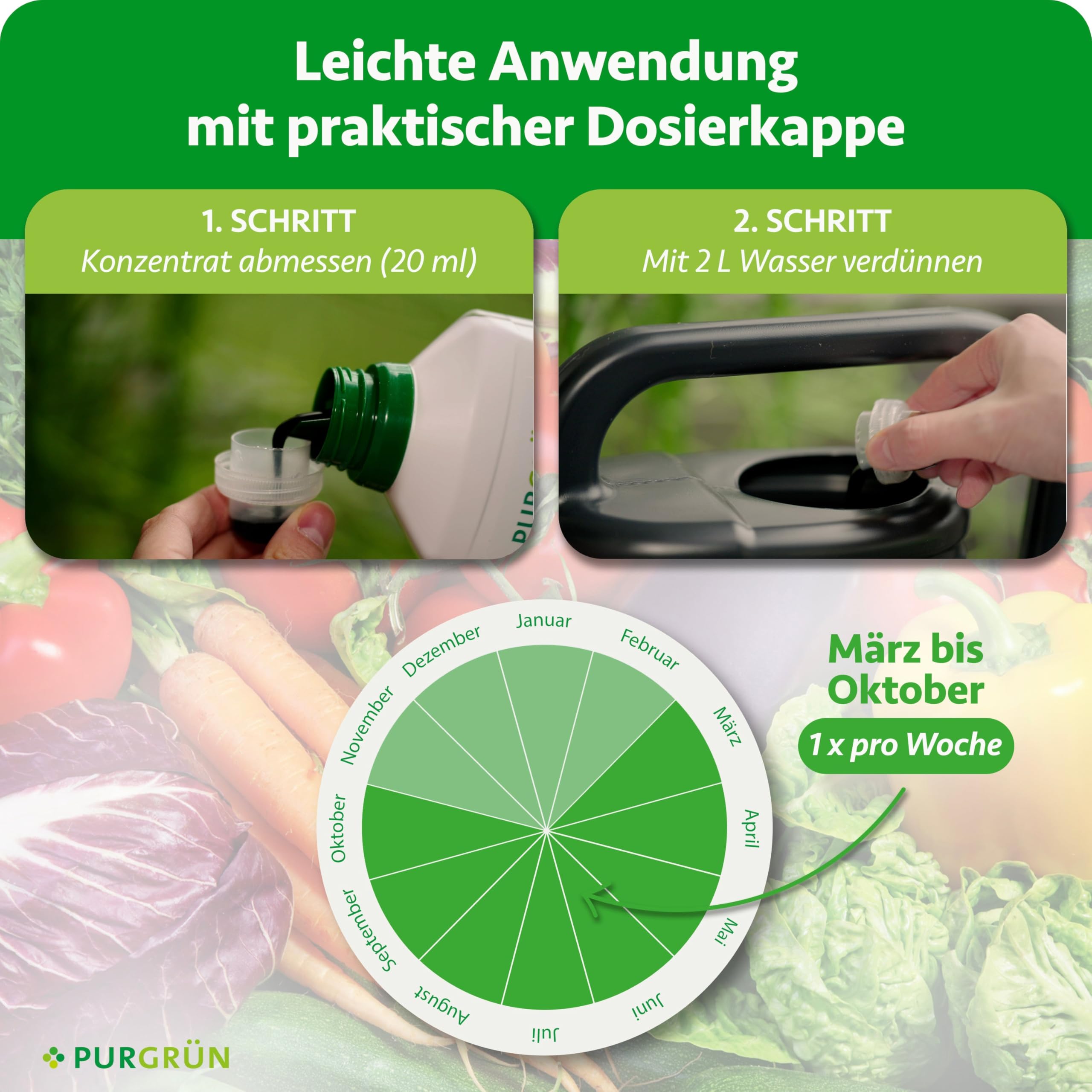 Bio-Gemüsedünger 1 Liter – Hoher Ertrag dank extra Phosphor – Bio & Vegan – Premium-Flüssigdünger – Ohne tierische Inhaltsstoffe – Ergiebiges Konzentrat für 100 Liter Wasser