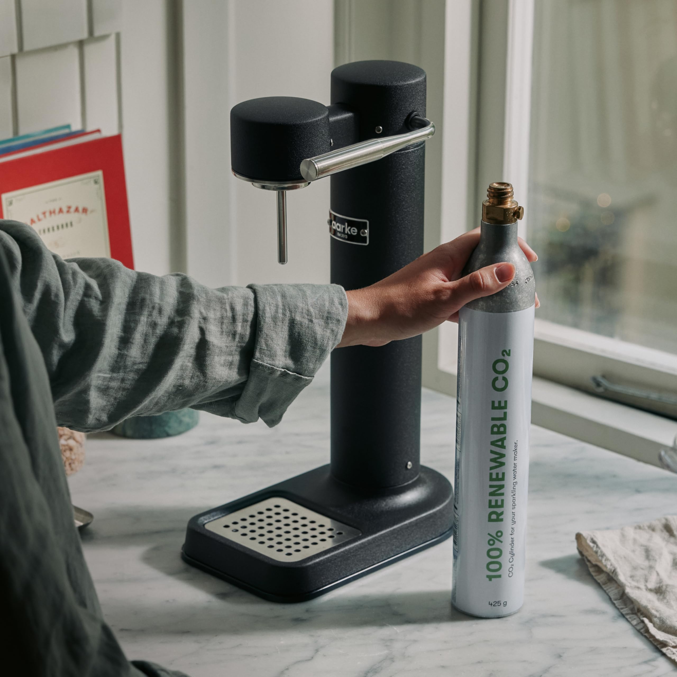 Aarke Confezione da 2 cilindri a CO2 da 60 l, per aeratore ad acqua, 100% CO2 rinnovabile, compatibile con tutti i gorgogliatori con cilindro a gas a vite