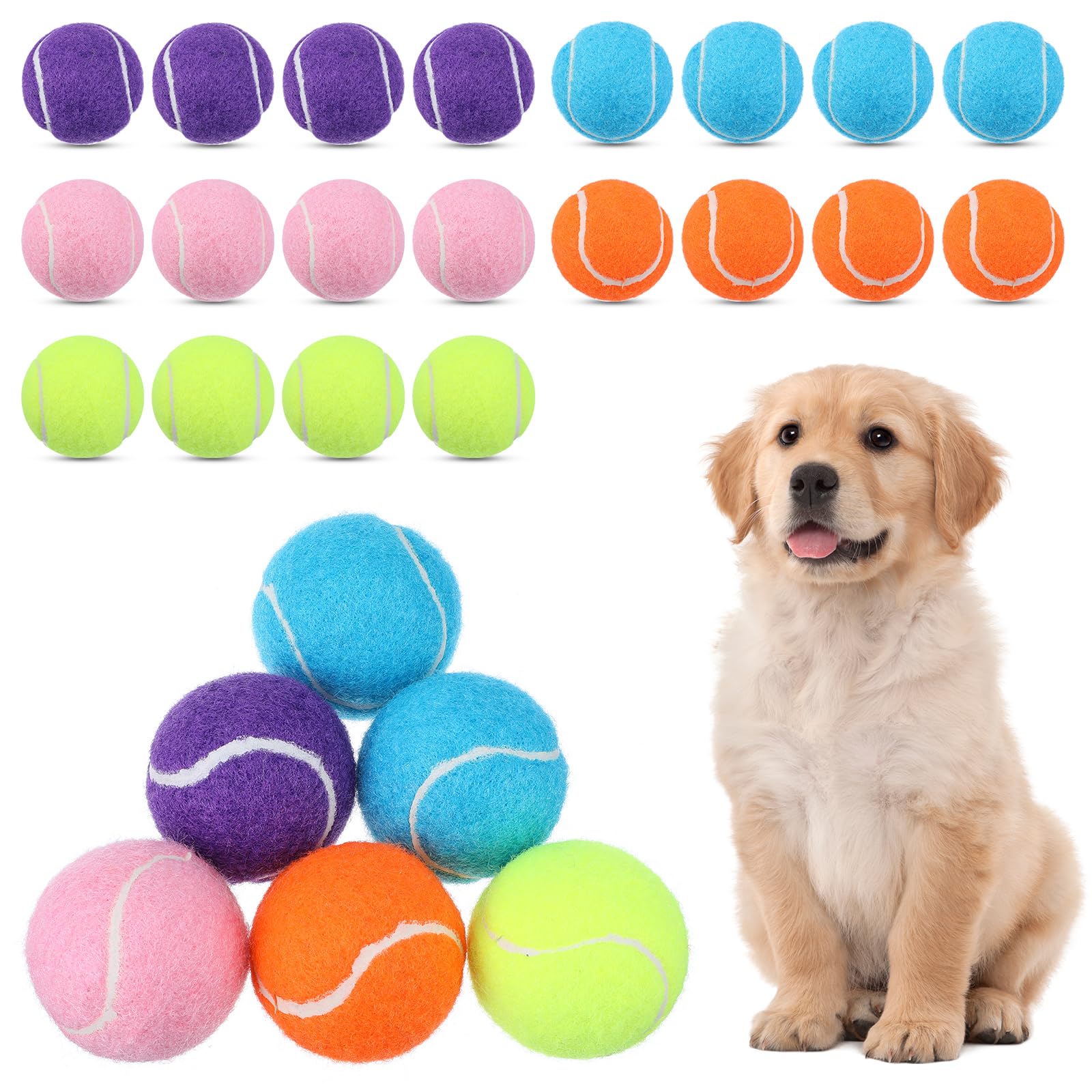 DIVINA VITAE 20Pcs Small Tennis Balls for Dogs 2 Inch Colorful Mini Tennis Balls Fits All 2 Inch