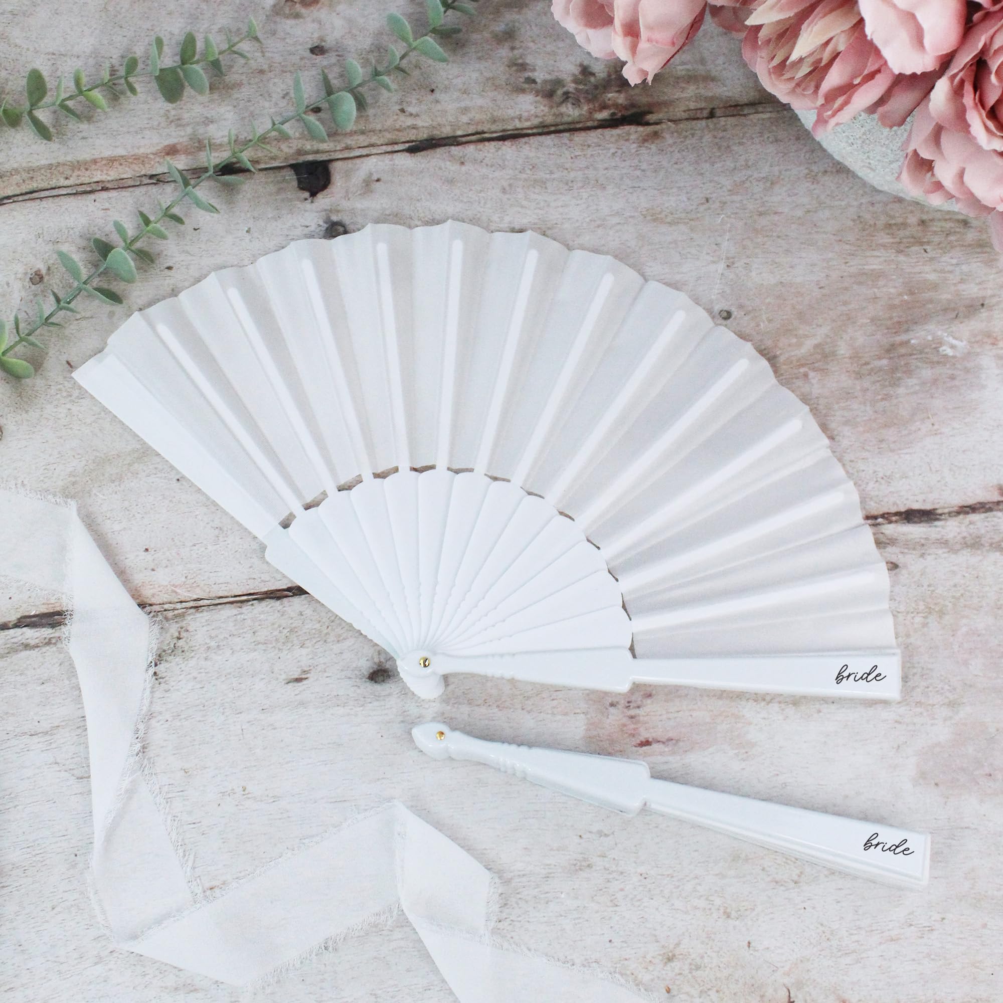 eBuyGB White Bride Fan, Hen Party Favours for Bridal Party, Destination Hen Party, Bride Squad Gifts, Hen Do Abroad