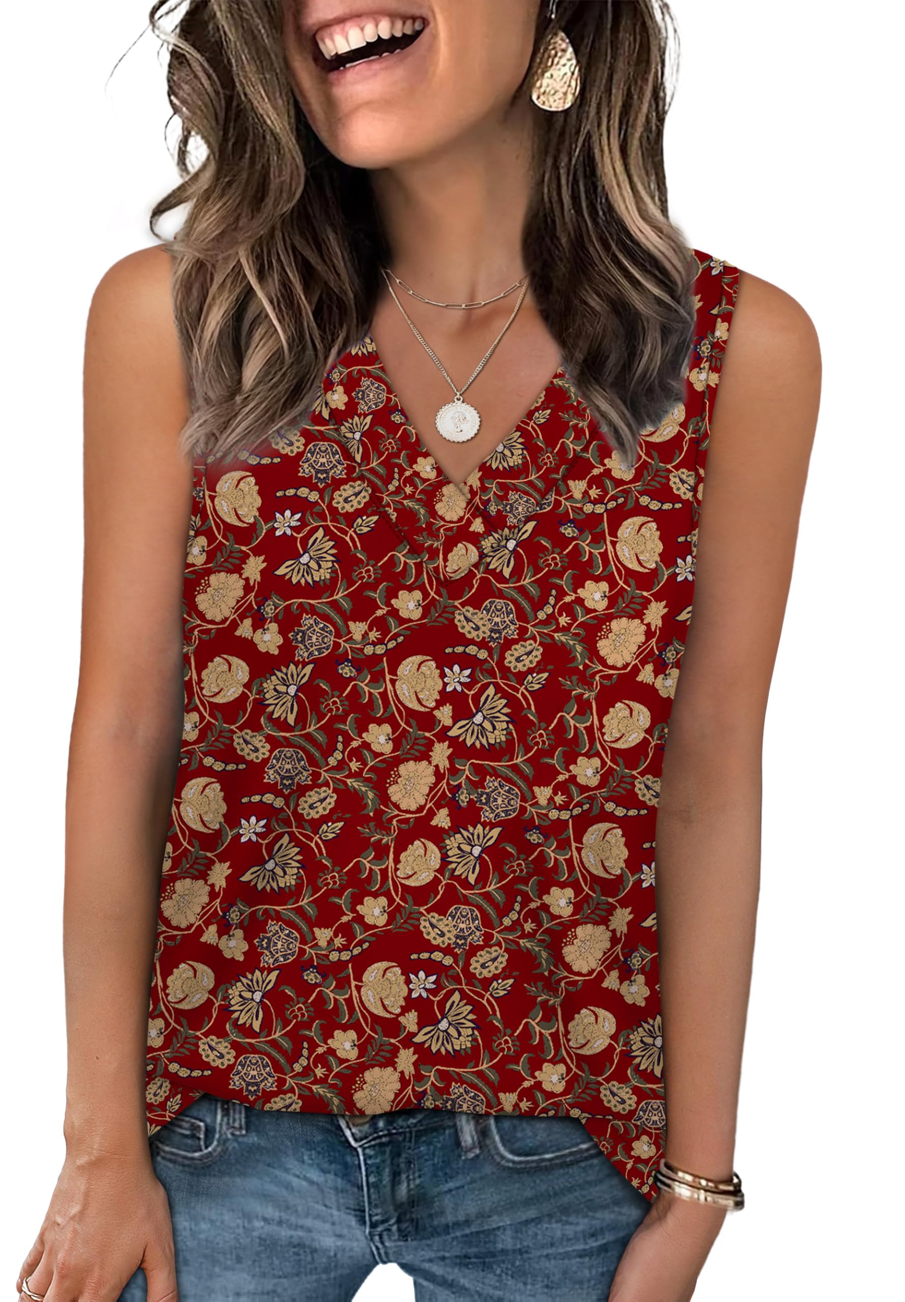 WIHOLL Tank Tops for Women Eyelet Summer Sleeveless Tops V Neck Shirts Trendy Spring Summer Clothing 2026 Women Basic Outfits