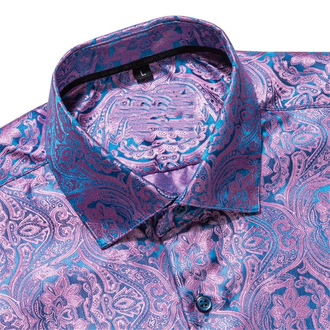 Niiyyjj Męskie jedwabne koszule z długim rękawem męskie slim fit paisley satynowa sukienka koszule koszula męska smoking koszula, Cy-1017, XXL