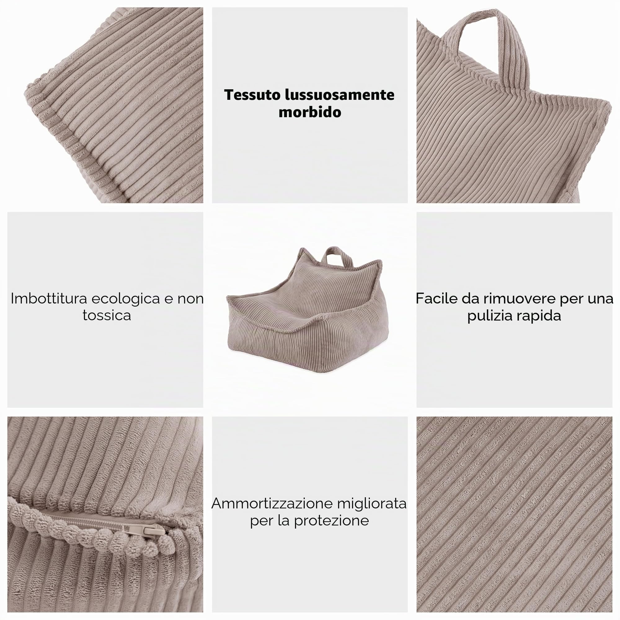MISIOO Pouf Poltrona Boucle e Corduroy 77 x 67 x 50 cm - Elegante Poltrona Camera da Letto - Arredamento Casa Perfetto - Design Moderno e Confortevole