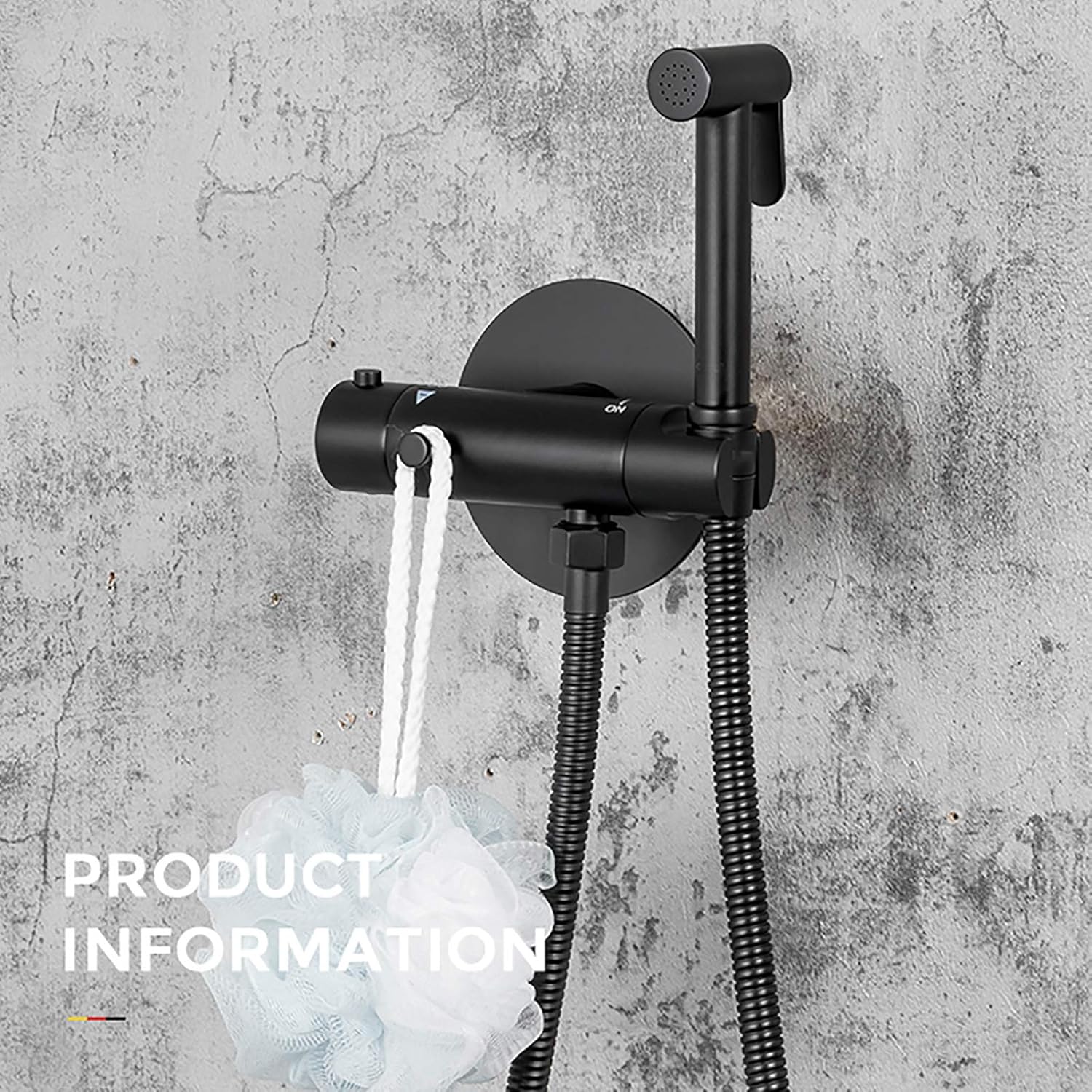 Thermostatic Handheld Bidet Sprayer for Toilet, Black Bathroom Cloth Diaper Sprayer Set Brass Bidet Sprayer Kit with Stainless Steel Shower Hose for Personal Hygiene