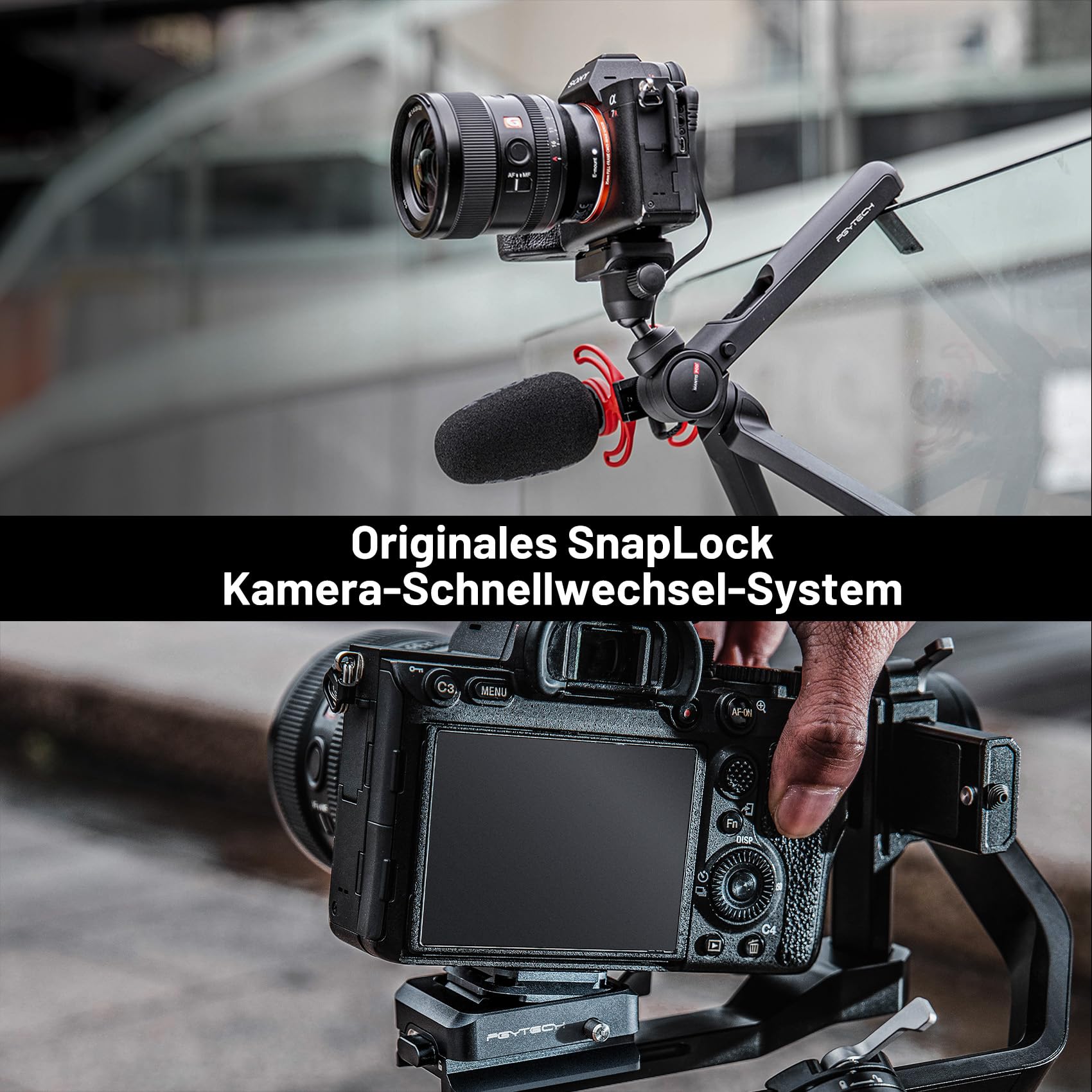 PGYTECH Beetle Kamera Clip V2 mit Platte Schnellwechselsystem für Sony, Nikon, Fuji, DSLR/SLR, Arca Schnellwechselplatte für Action-Kameras Rucksackgurthalterung