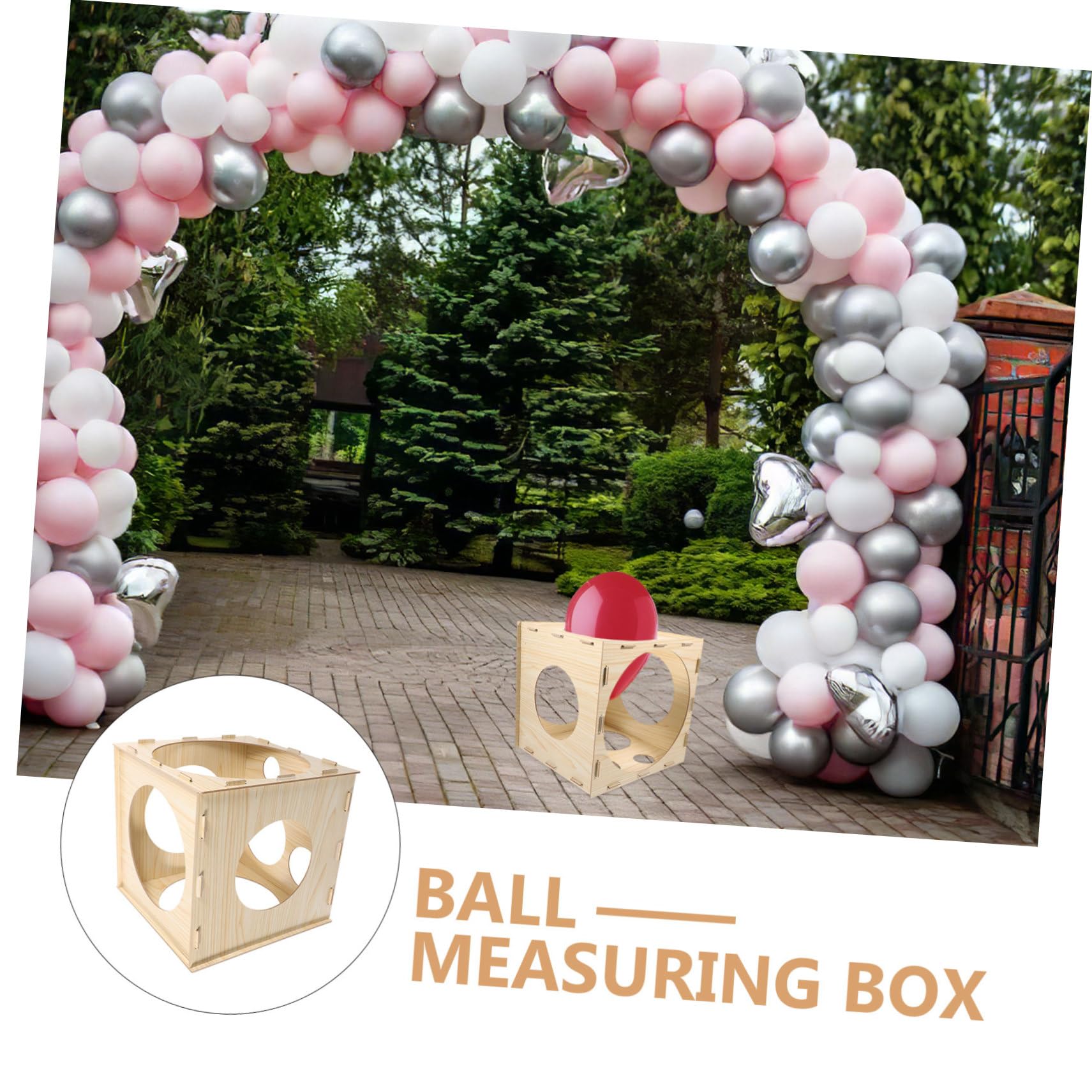 Cubo y Medidor 9 Beige de Globos de Madera Orificios Marcador