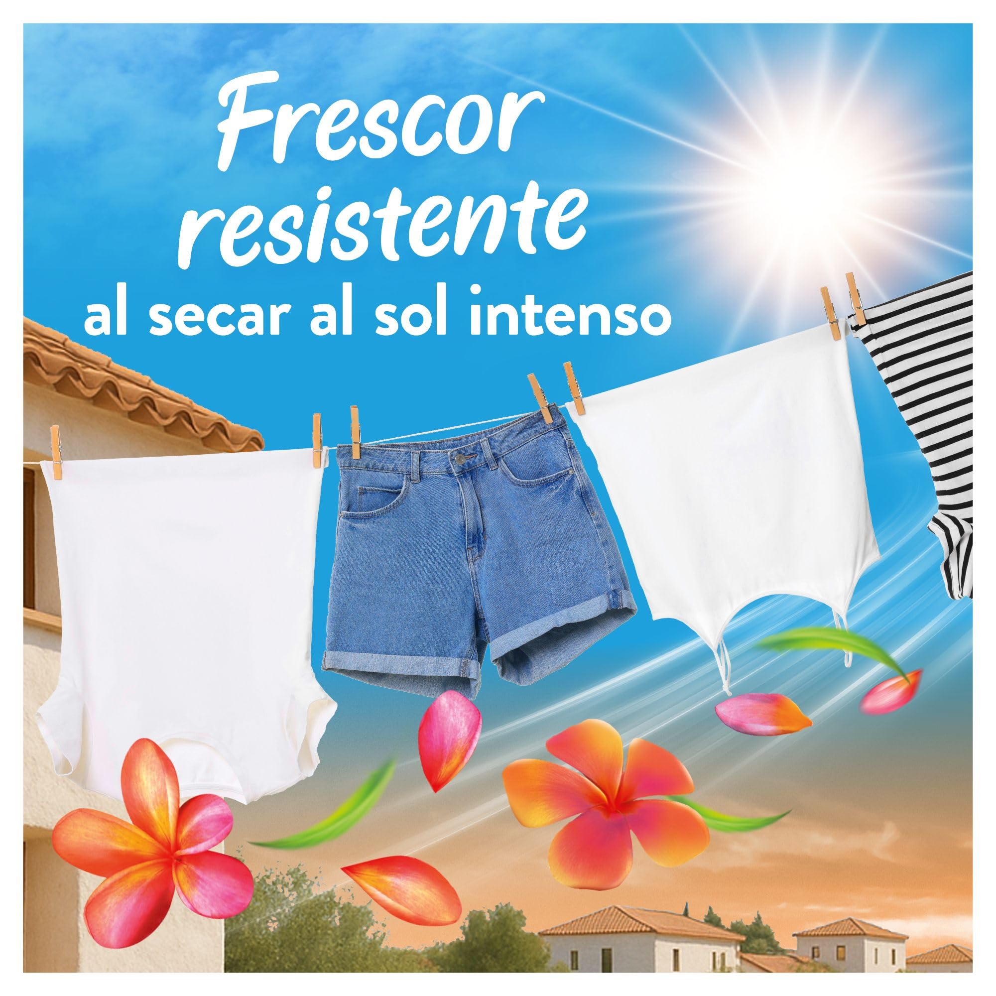 Lenor Aire Fresco Suavizante para ropa, 400 Lavados, Flores Tropical, 400 Lavados, Pack de 8, Frescor resistente al secado en ambientes húmedos o bajo el sol intenso