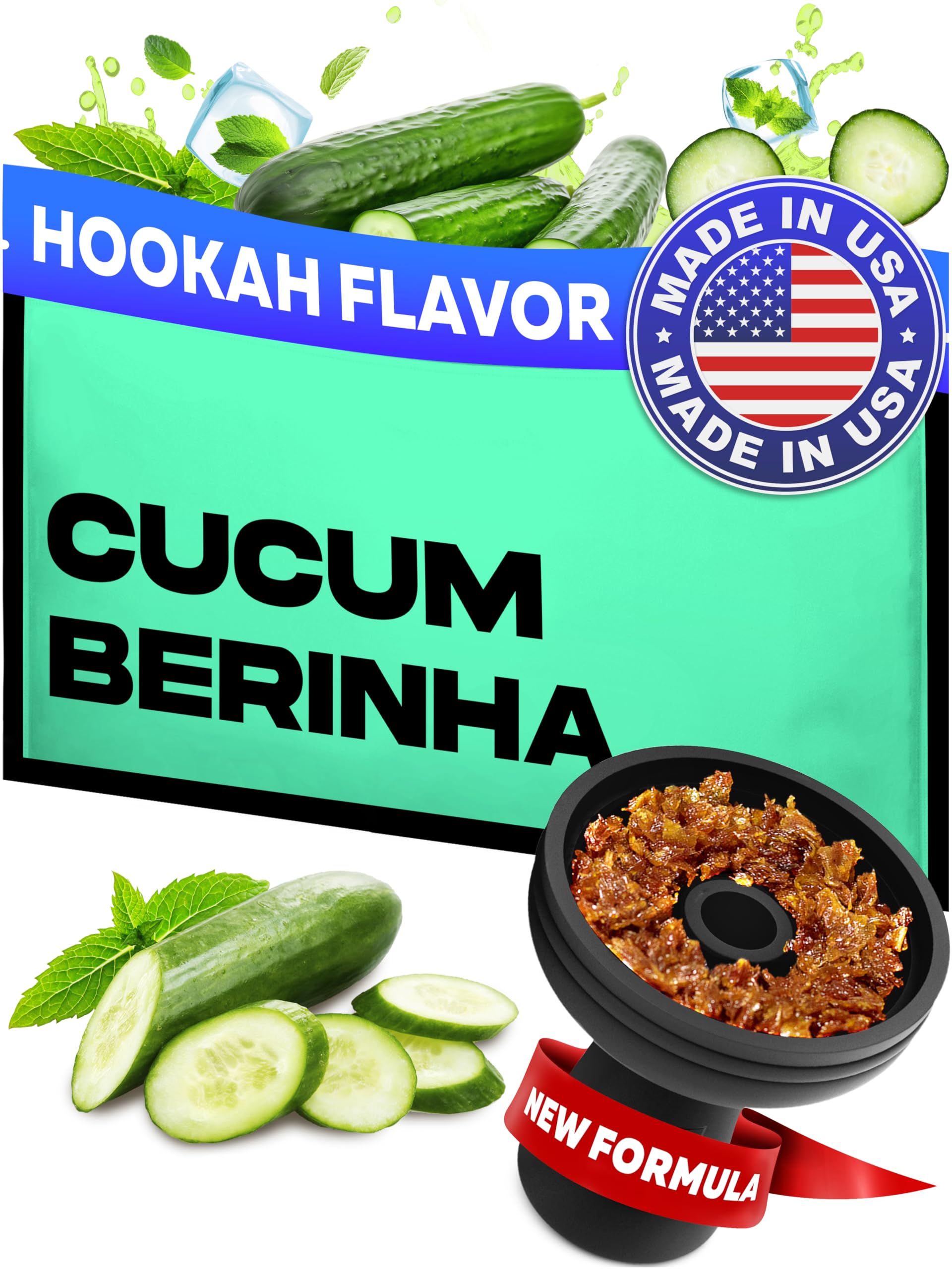 tricase Shisha Flavour - 100g - Made In The USA Hookah Tobacco & Nicotine Free Sisha - 3,5 oz - Natural & Authentic - Cucumberinha