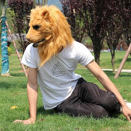 Miniatura 7 de Xerial Máscara realista de animal peludo con luz LED, máscara de león de felpa con mandíbula móvil