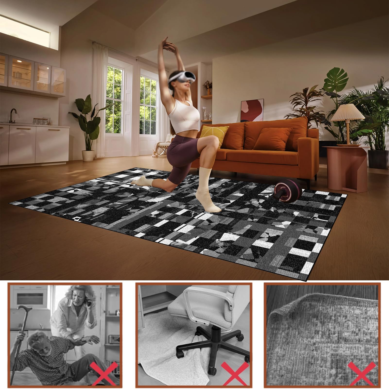 Dywan Krzesło Gamingowe, Ochraniacz Podłogi Wózki Inwalidzkie Biuro, Mata Ochronna Na Podłogi, Antypoślizgowa Mata Do Komputera Gry Na Podłogę 120 x 130 cm
