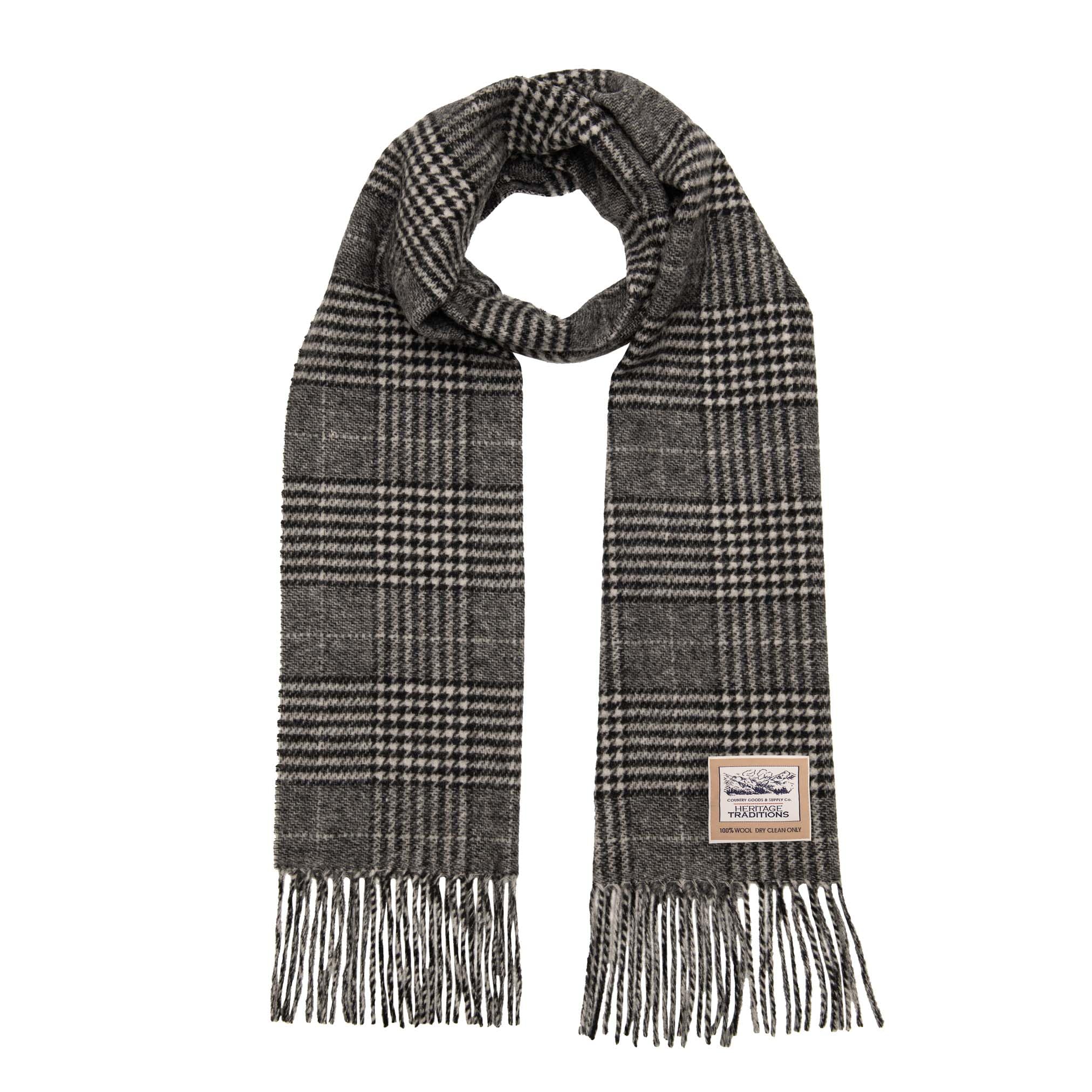 Heritage Traditions Charcoal Prince Of Wales Checked Wool Scarf (Charcoal)