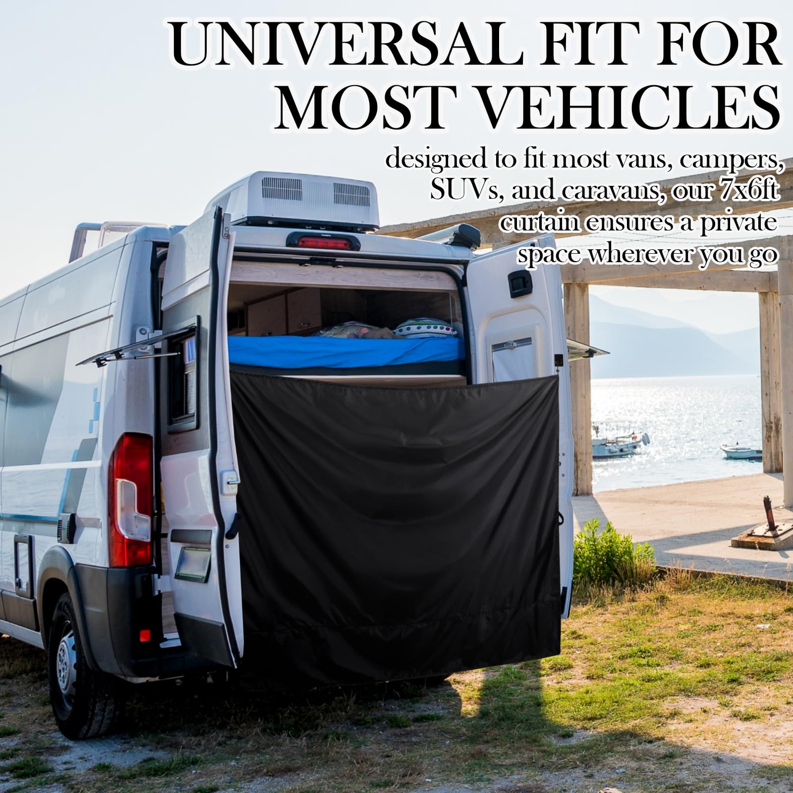 Auto Vorhang 2,3x1,8m Schwarz - Wohnmobile Vorhang Mit Bodennieten