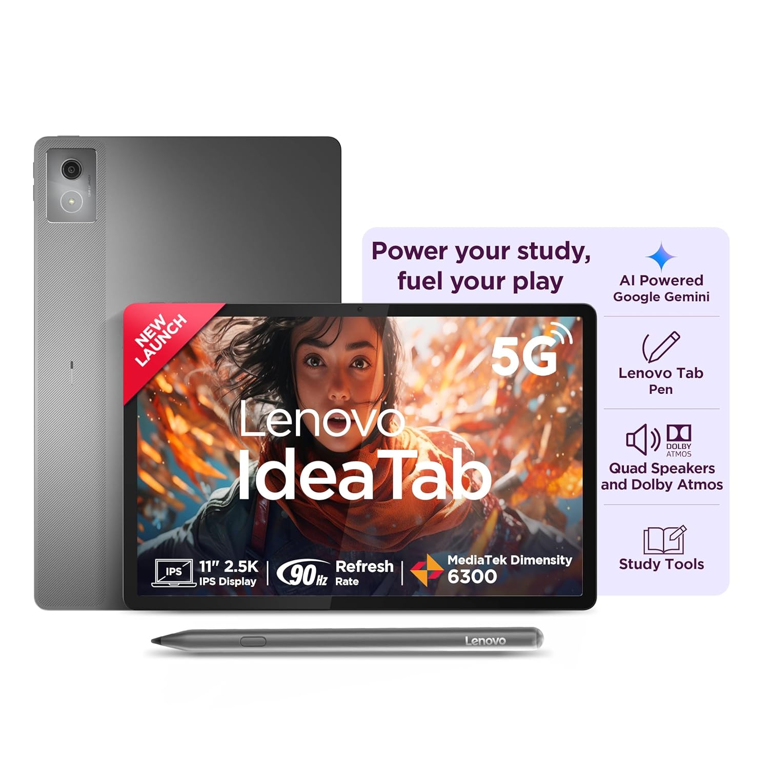 (Refurbished) Lenovo Idea Tab with Pen| 5G + Wi-Fi| 11″, 2.5K Display with 500 nits Brightness| 8 GB RAM + 256 GB ROM (Expandable up to 2 TB)| MediaTek Dimensity 6300| Android 15|4-Speakers with Dolby Atmos (Refurbished) Lenovo Idea Tab with Pen| 5G + Wi-Fi| 11″, 2.5K Display with 500 nits Brightness| 8 GB RAM + 256 GB ROM (Expandable up to 2 TB)| MediaTek Dimensity 6300| Android 15|4-Speakers with Dolby Atmos