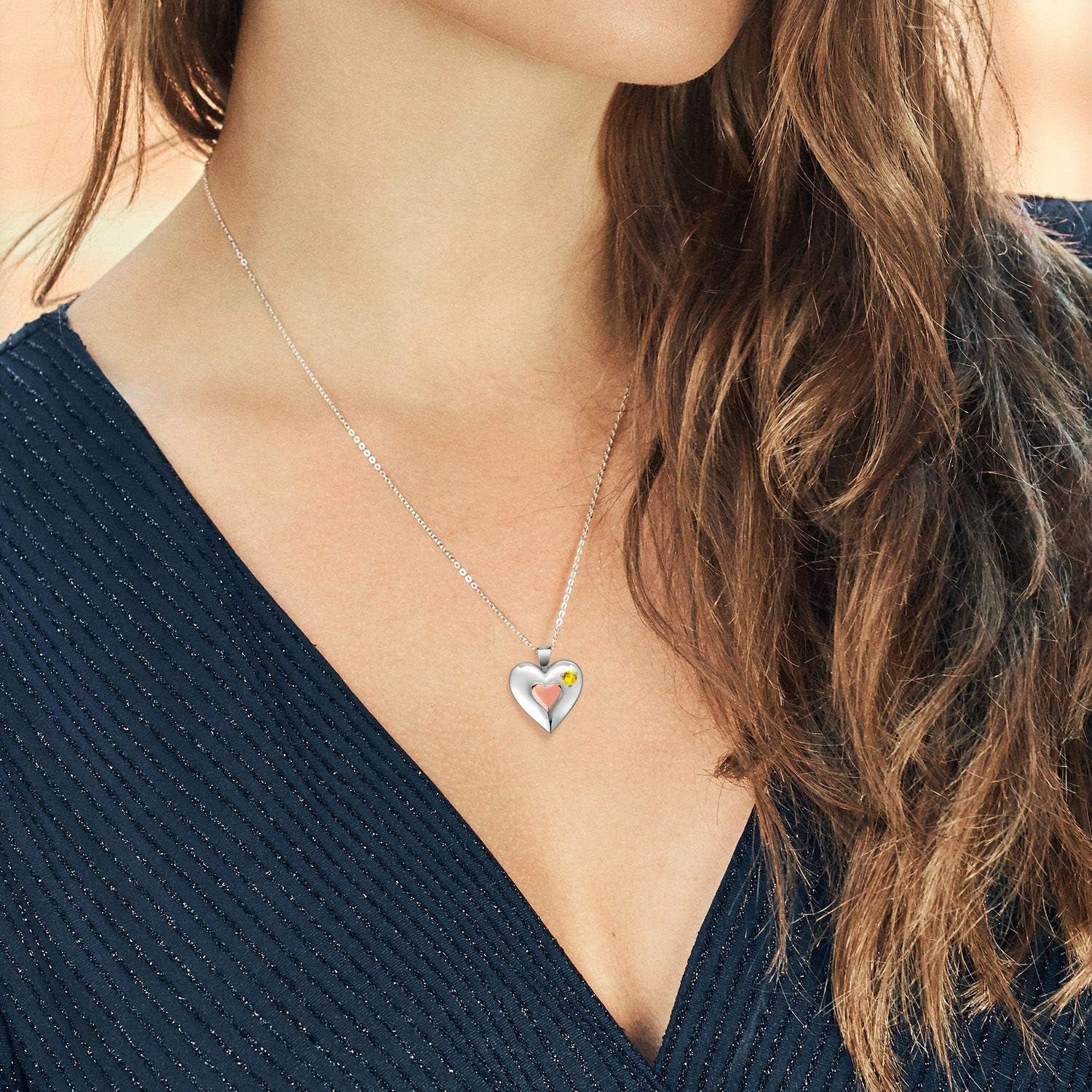 [Gem Stone King] 0.13カラット 天然 イエローサファイア ネックレス レディース シルバー925 18金 ピンク