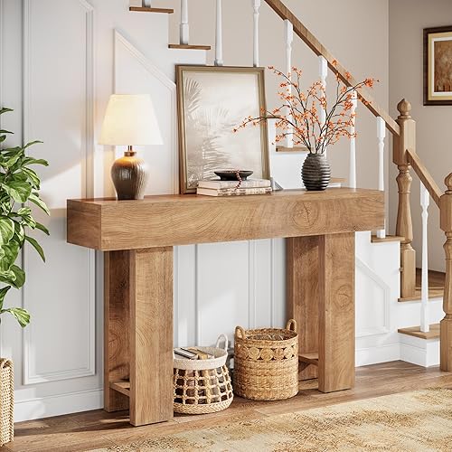 Miniatura 4 de Cealform - Mesas de consola para entrada, 47.2 pulgadas de largo, mesa de sofá detrás del sofá, mesa de entrada de madera estilo granja para sala de