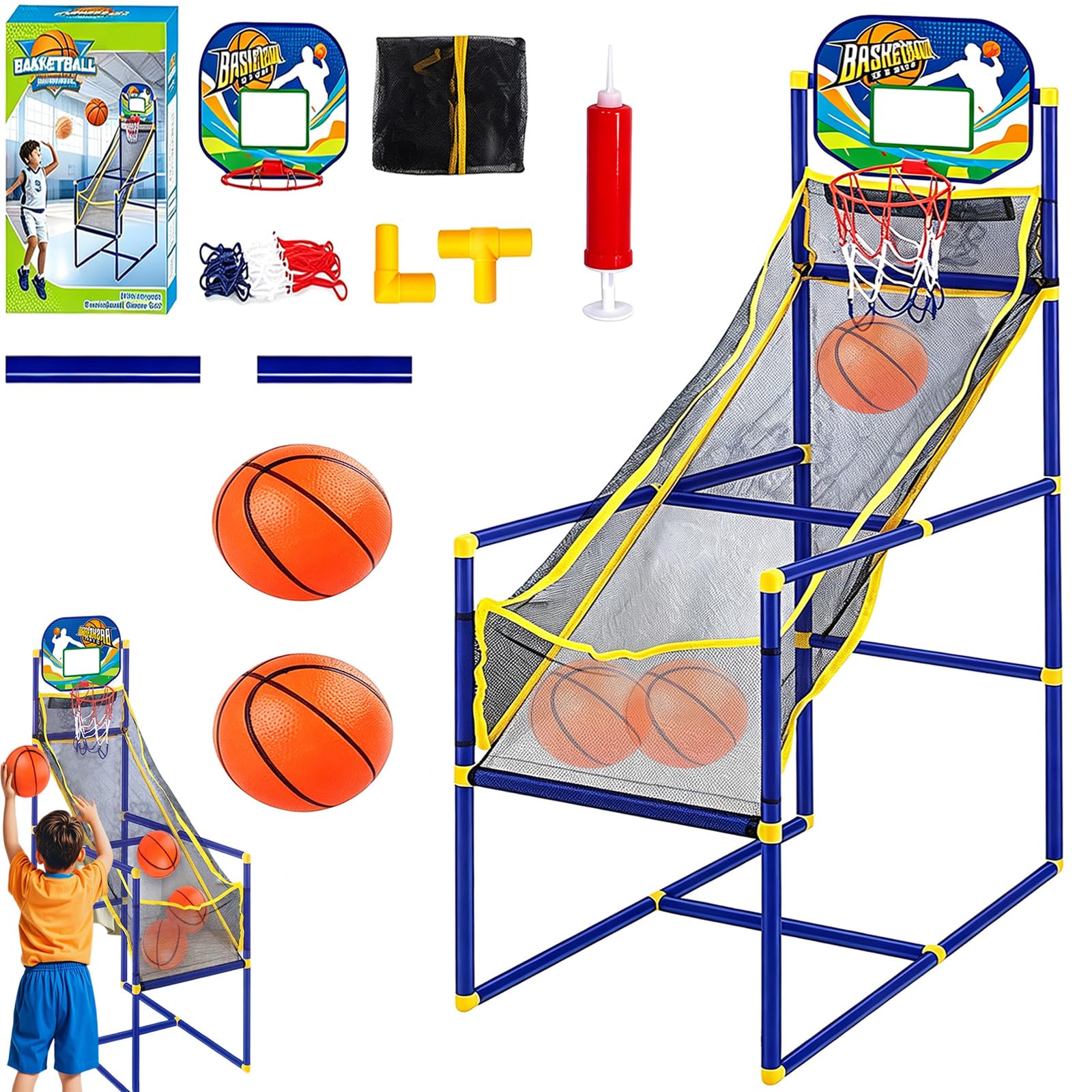 Kids Indoor Basketball Arcade Game, Kids Basketball Hoop ，2 Ball
