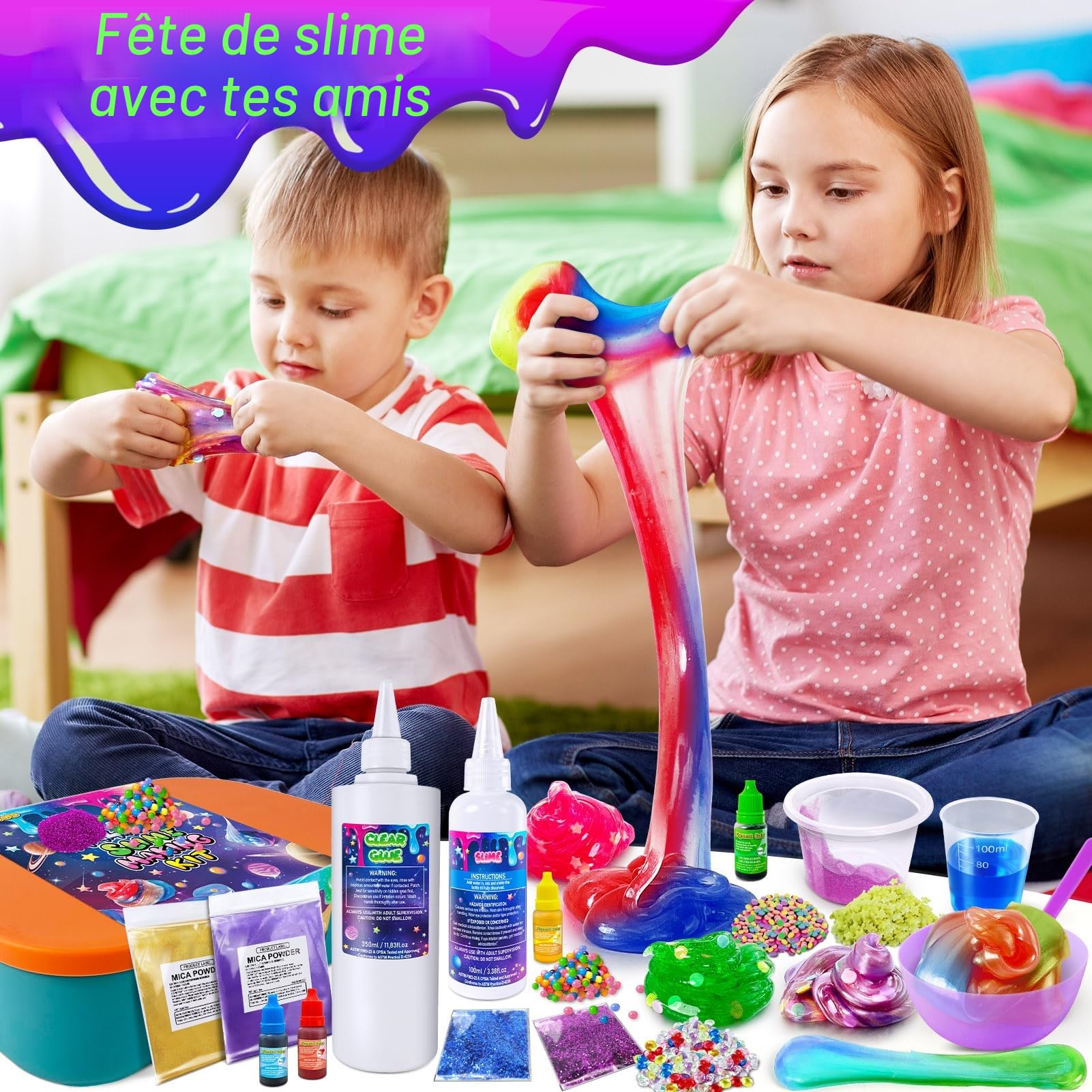 YOPINSAND Galaxy Kit de Fabrication de Slime pour Filles 3 à 12 Ans - Slime Galaxy, Mousse et Beurre avec Accessoires - Boules en Mousse, Breloques - Cadeau Créatif Enfant