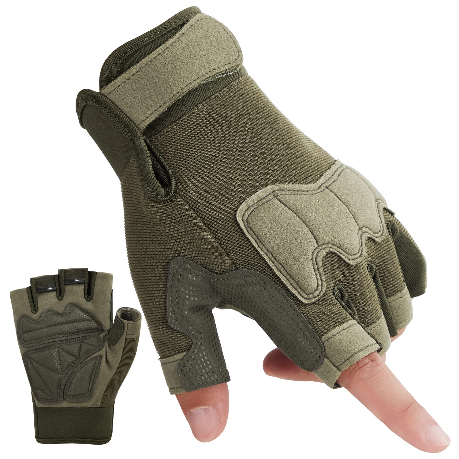 FIORETTO Fingerless Workout & Exercise Gloves for Gym, Weight Lifting, Airsoft, Shooting, Hunting, Hiking, Cycling, Driving, Motorcycle, Climbing M210603