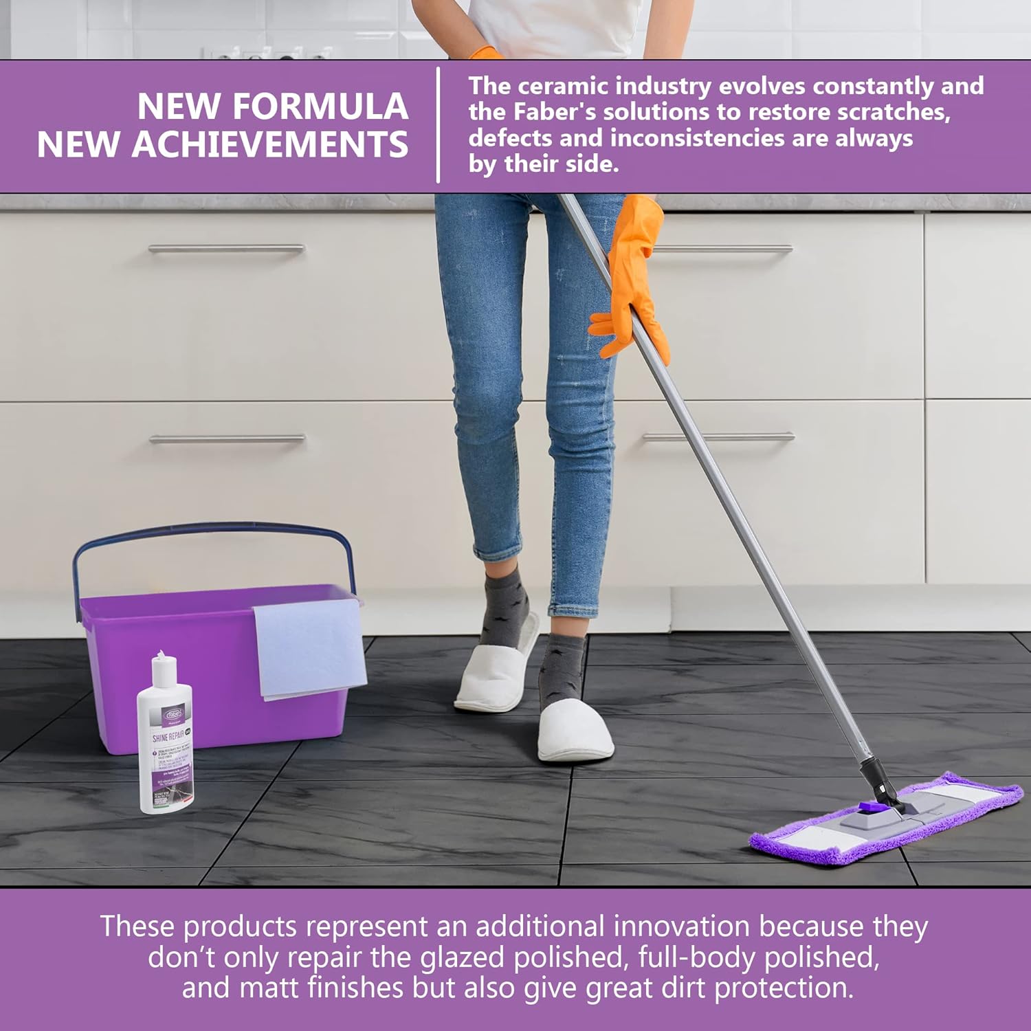 FABER Floor Shine Repair - Premium Floor Polishing Cream for Scratches & Defects, Re- Polishes, and Protects from Dirt - Perfect for Colored Glazed & Full Body Polished Porcelain Tiles, Pro & Home Use - Image 9