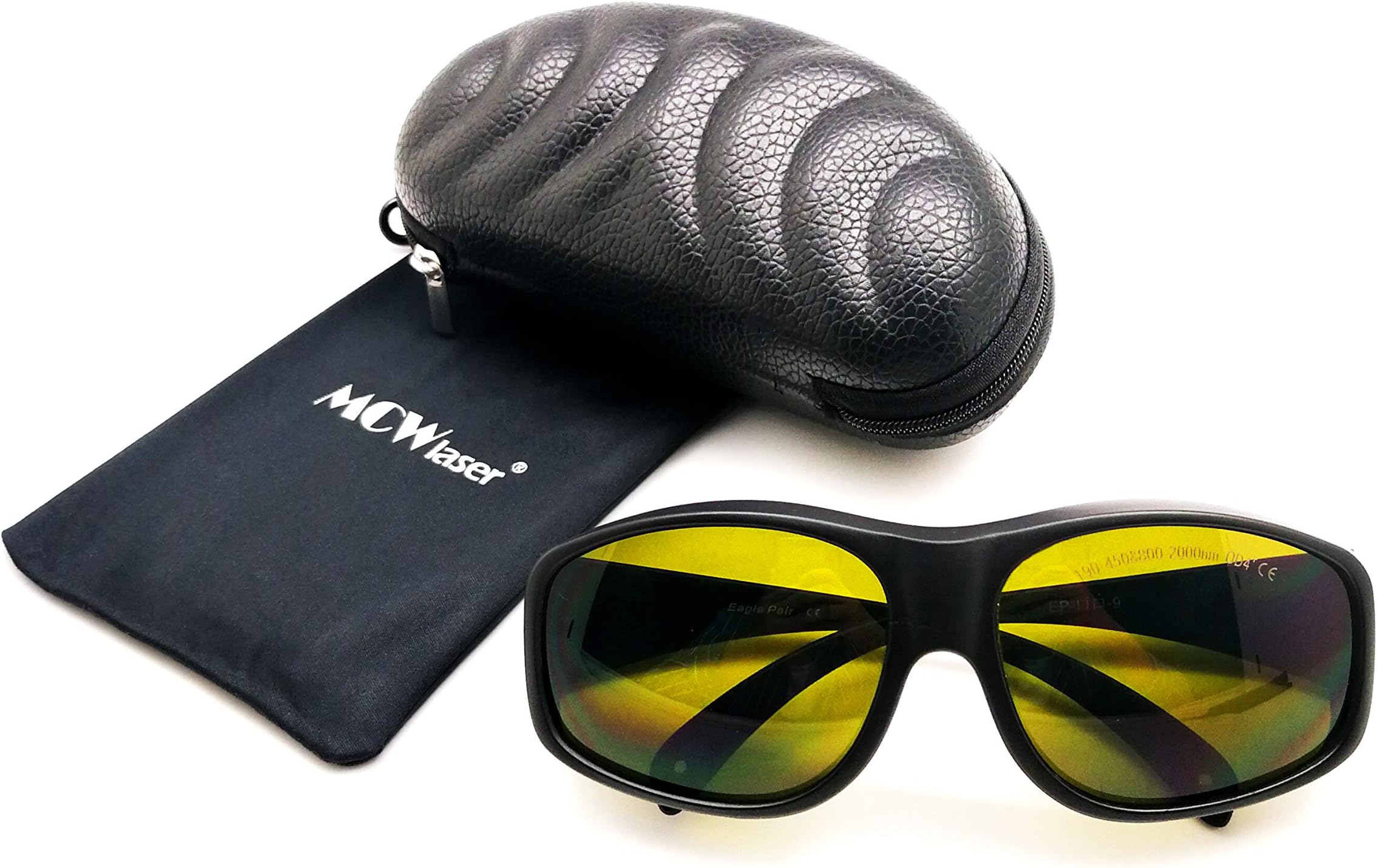 MCWlaser Laser Safty Protective Goggles Glasses 190-450 & 800-2000nm Typical For 355nm 405nm 445nm 450nm 808nm 980nm 1064nm 1085nm 1320nm 1342nm 1470nm 1550nm Absorption Type EP-5 Style 9