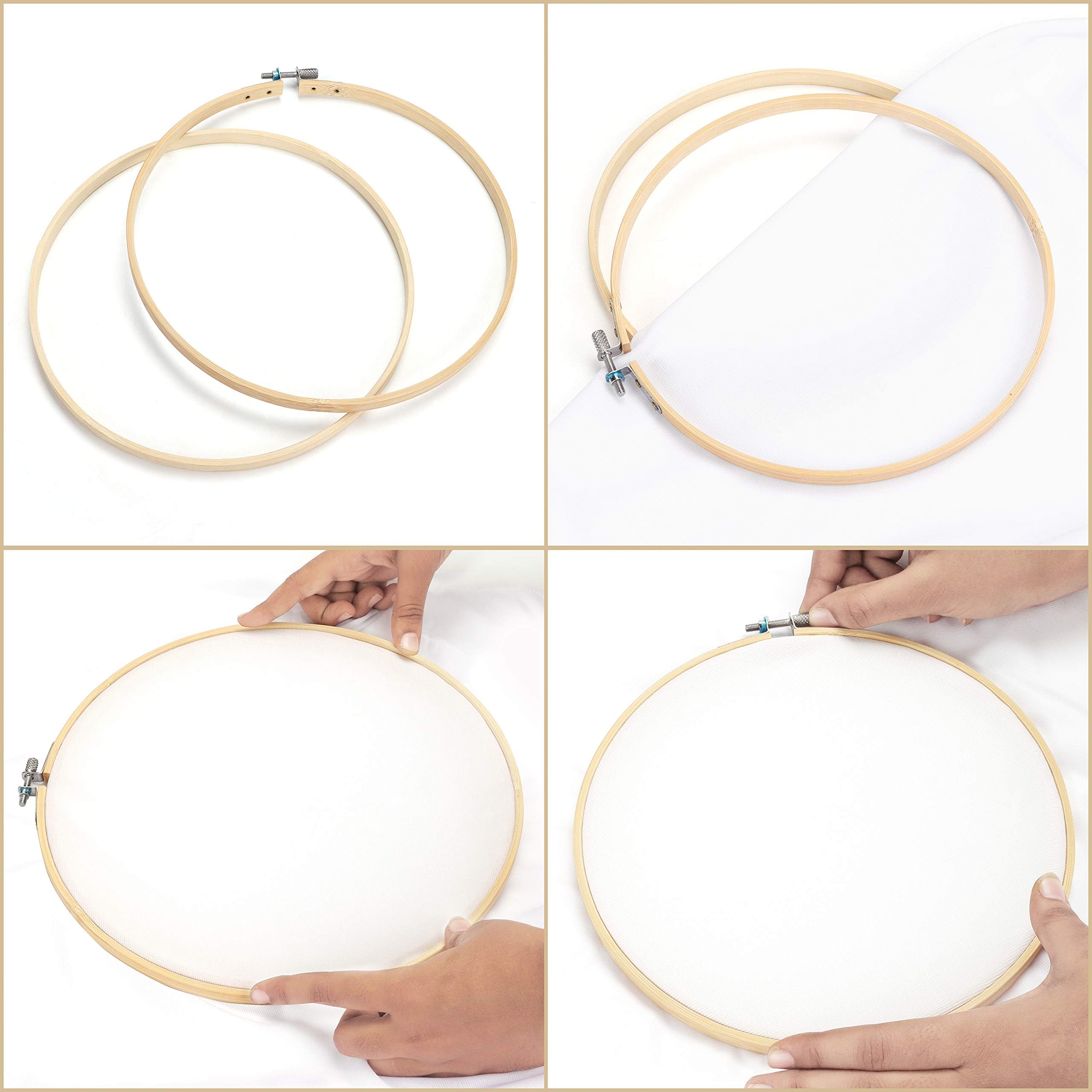 PATIKIL 3er Set Stickrahmen Aus Buchenholz - 5 Zoll Rundrahmen Für Kreuzstich & Handarbeit