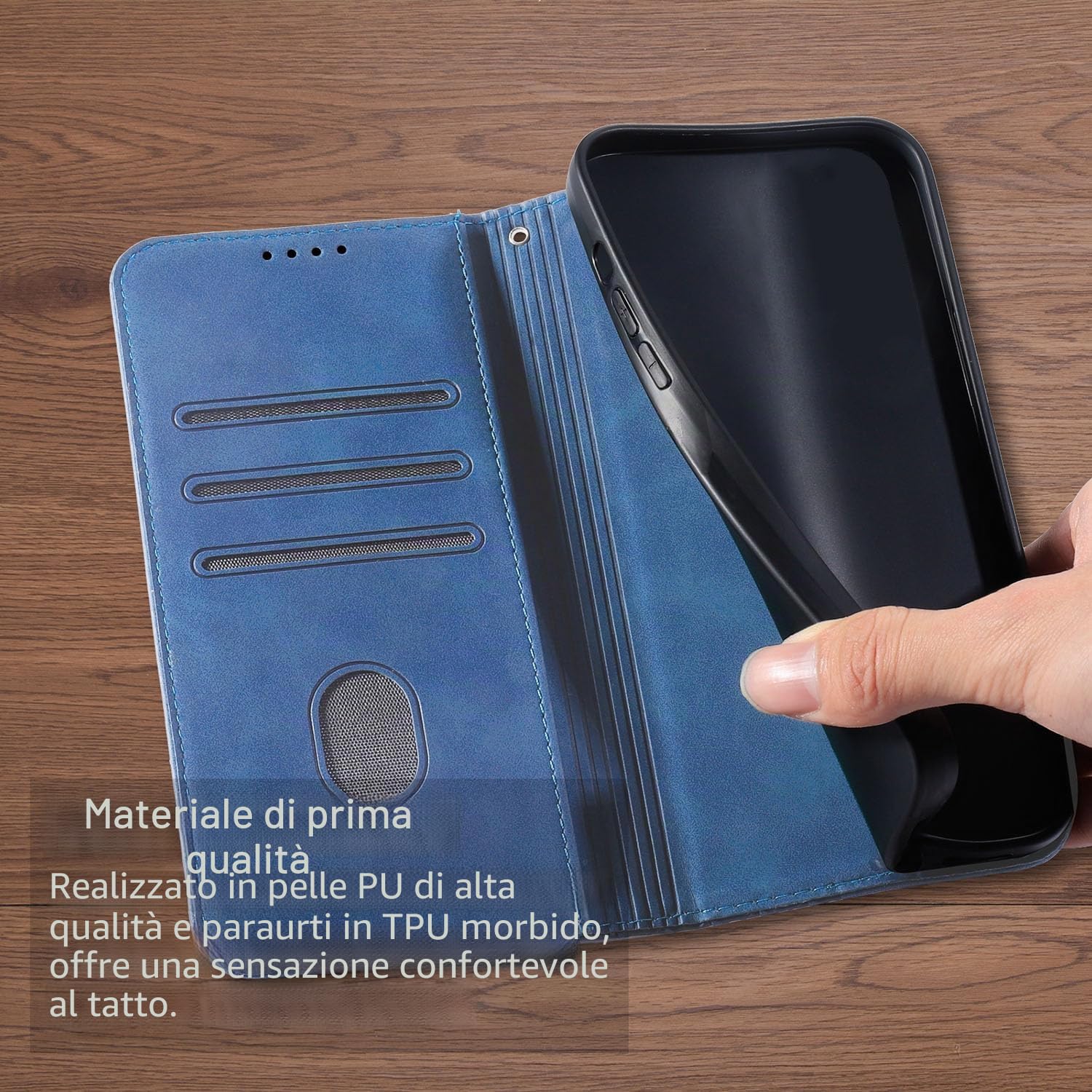 DUX DUCIS Cover per iPhone 17 Pro con Support, Compatibile con MagSafe, [Slot per Schede] [Blocco RFID] Premium Pelle PU Portafoglio Flip Custodia per iPhone 17 Pro 6,3, Blu