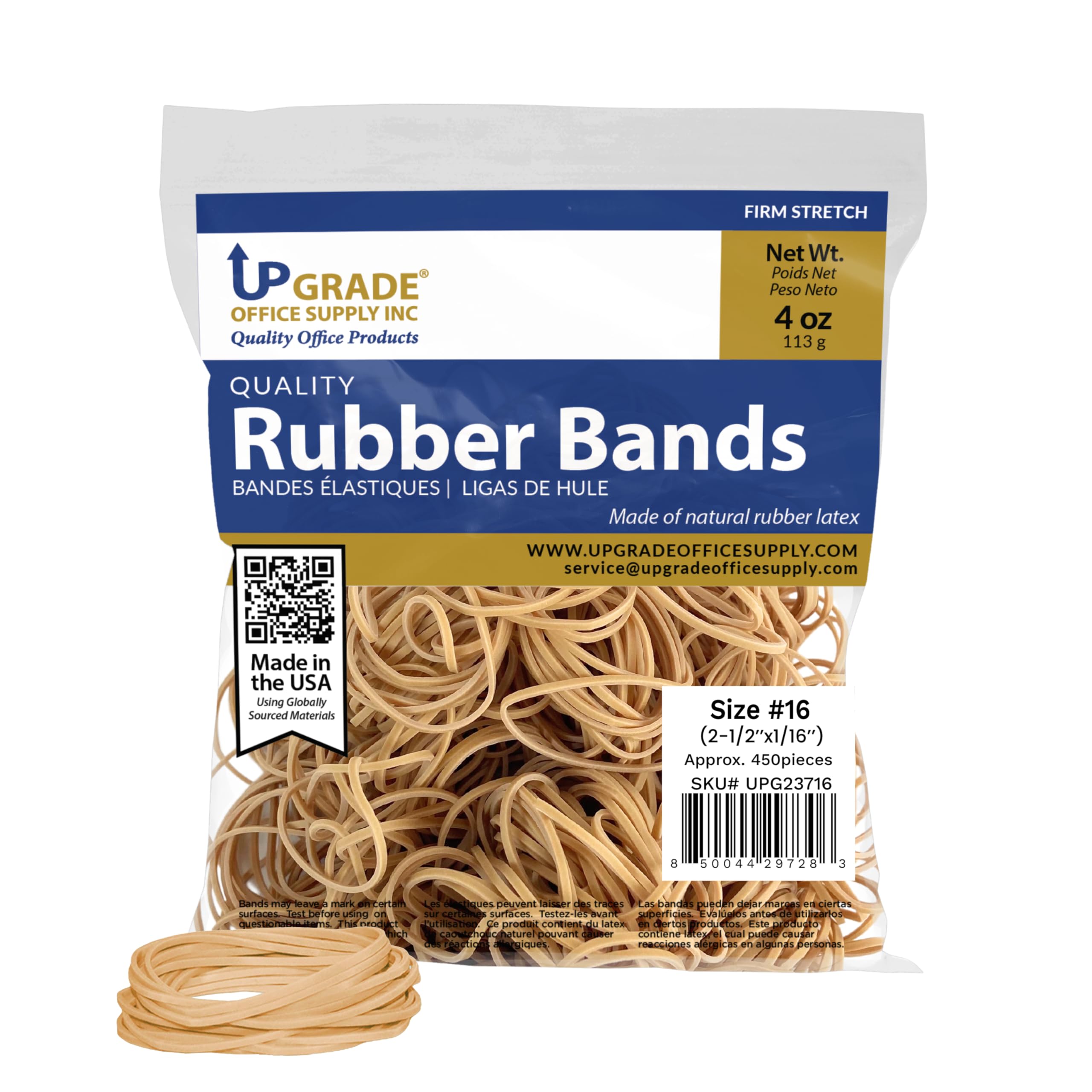 Upgrade Rubber Bands Size 16, 1/4 lb Bag, USA