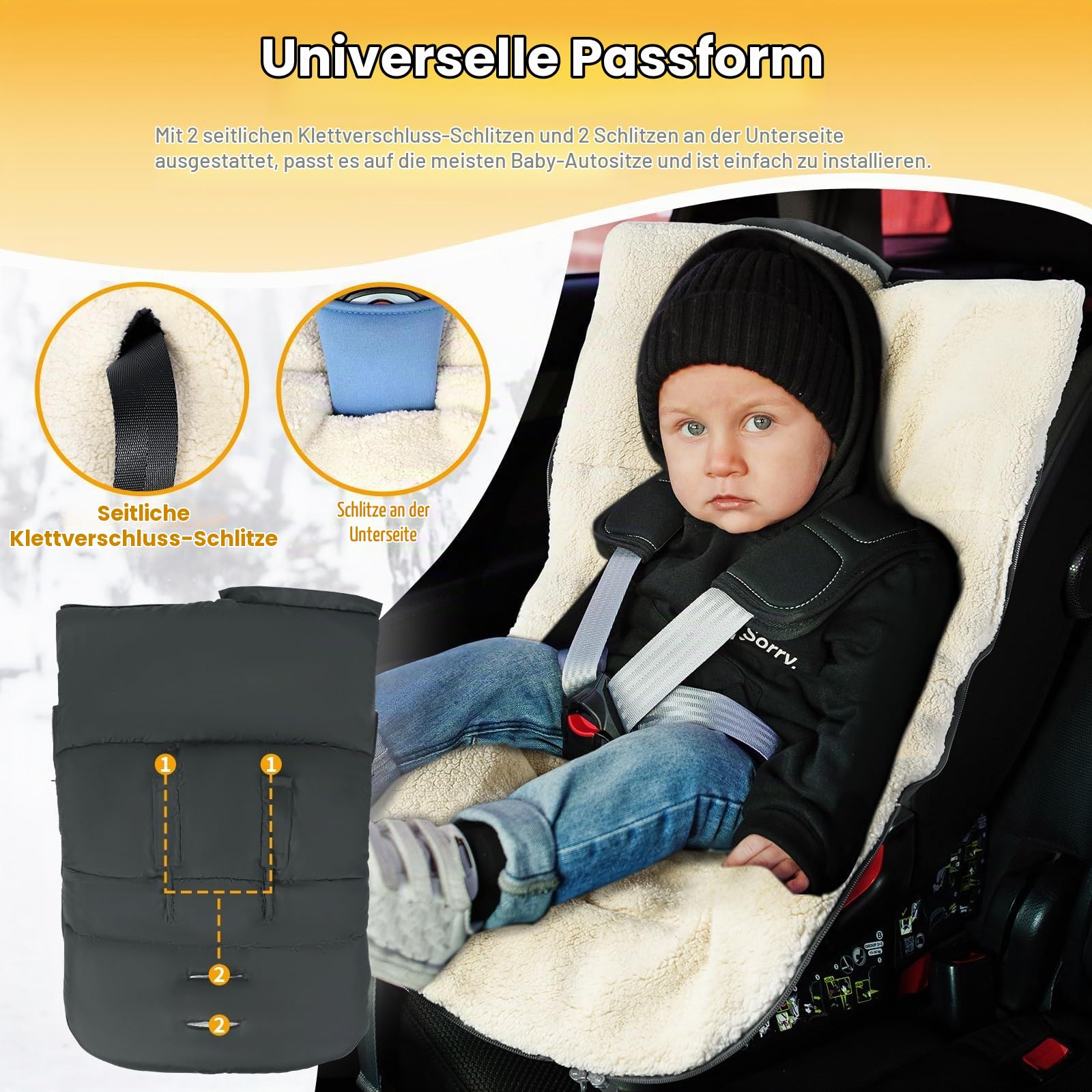 Orzbow Fußsack Babyschale Winter, Dunkelgrau