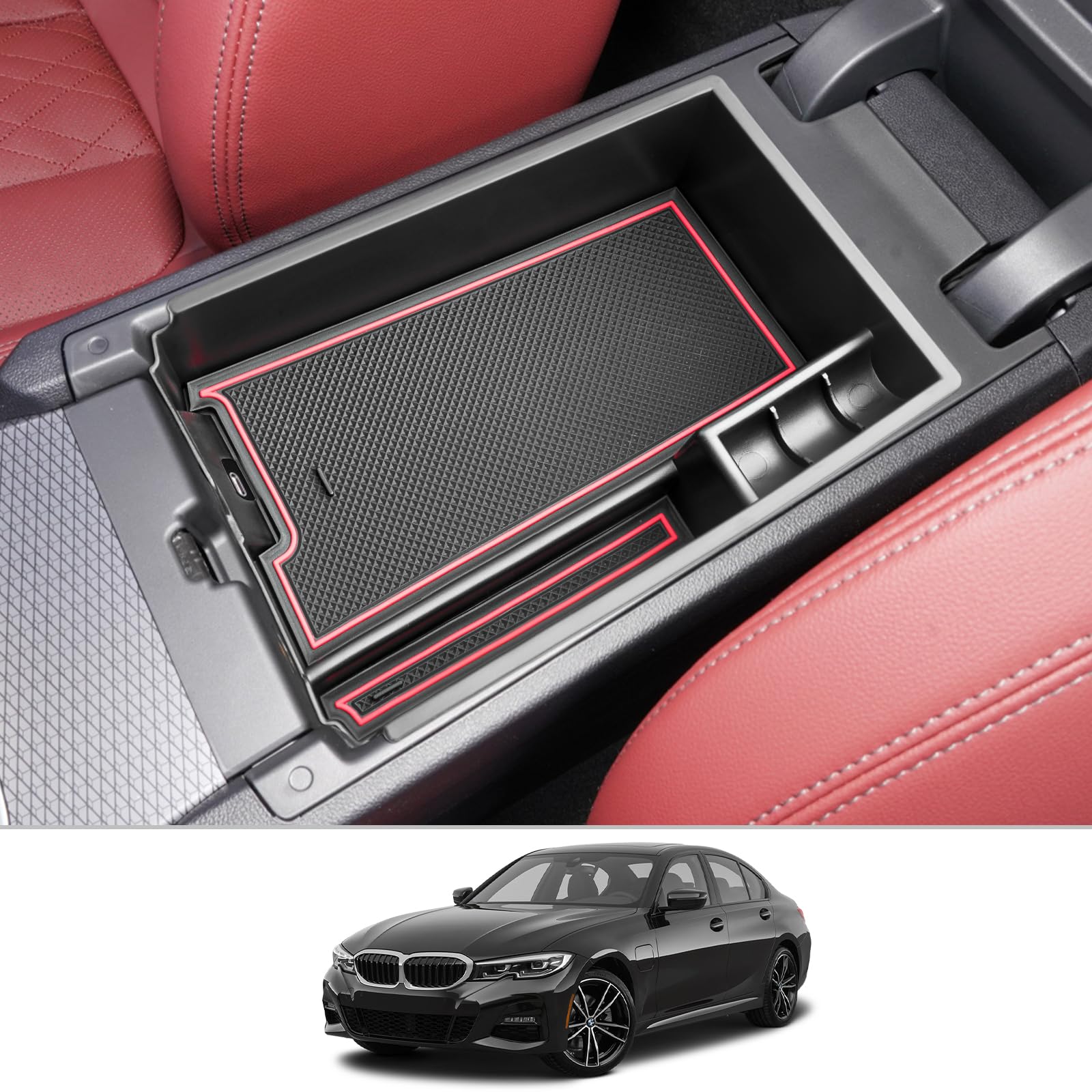 CDEFG Kompatibel mit BMW 3er G20 G21 2019-2023 2024 / 4er G22 / i3 G28 i4 G26 2024 Facelift Mittelkonsole Organizer Aufbewahrungsbox Instrumententafel Aufbewahrung Auto Center Console 3er 4er Zubehör