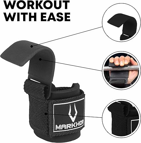 Miniatura 5 de Ganchos de levantamiento de pesas, ganchos de elevación para hombresmujeres, ganchos de levantamiento de pesas para gimnasio, dominadas,