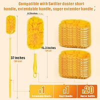 JEHONN Portörlő Utántöltő Csomag 20db Swiffer Dusterrel Kompatibilis, 360° Porvonzó, Teleszkópos Nyéllel, Állítható Fogantyúval, Állatszőr é 5