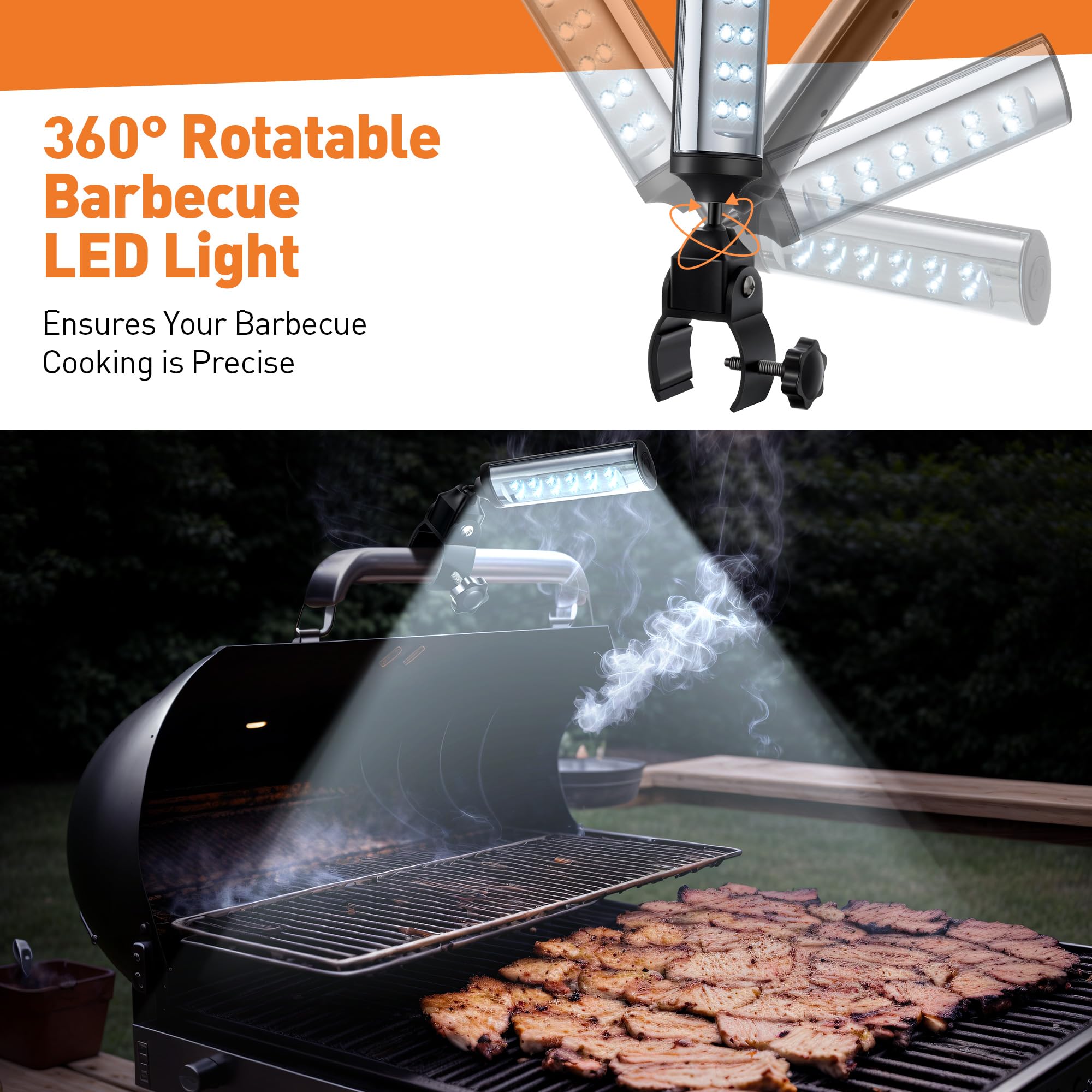 Paquete de 1 luz para parrilla de barbacoa compatible con parrilla Blackstone para parrilla al aire libre, regalos para hombres, papá, marido, luces de barbacoa a pilas con abrazadera ajustable 6