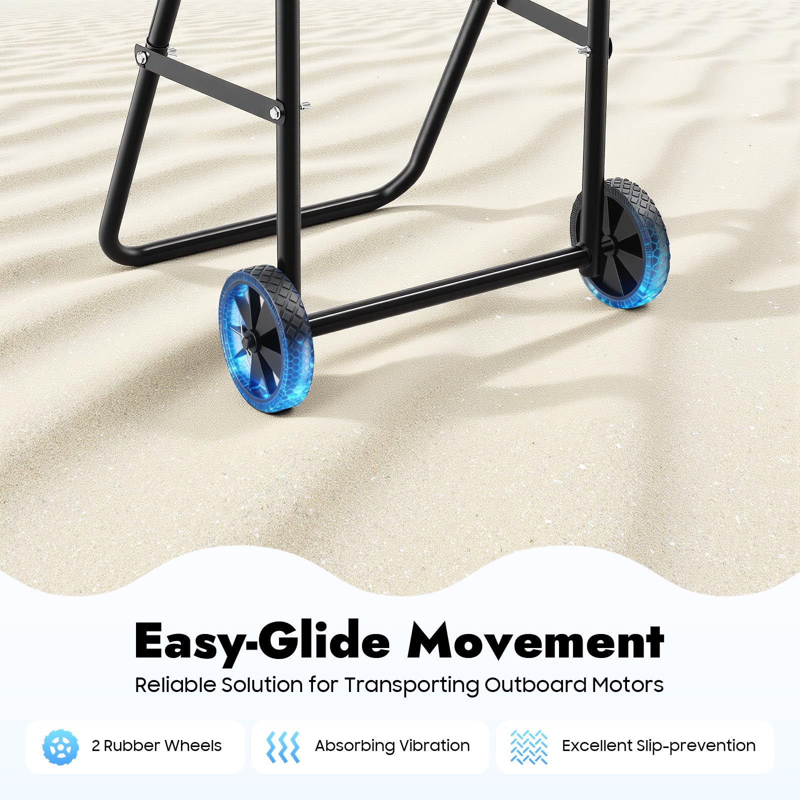 Carro de Transporte Plegable para Motor Fueraborda - 70 kg de Capacidad, Soporte para Motor, Remolque de Barco con Rueda Sólida