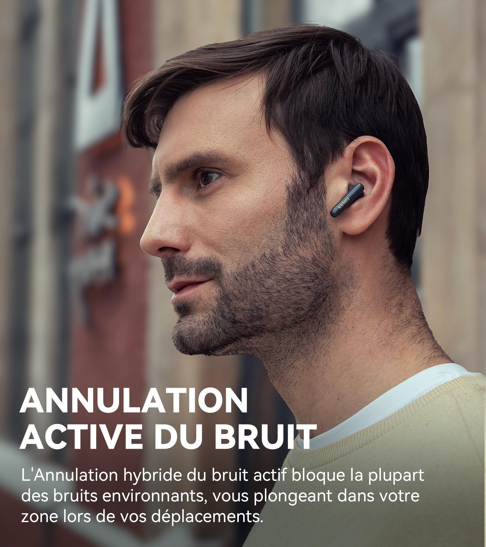 Edifier X5 Pro Écouteurs à Réduction Active du Bruit avec Appels Améliorés par Une IA, Transparence, Charge Rapide, Mode Gaming, Indice d'Étanchéité IP55, Écouteurs Bluetooth 5.3 sans Fil - Noir